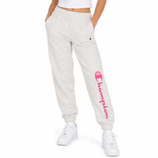Pantalón Chándal Niña Champion Signature Gris Claro/Rosa
