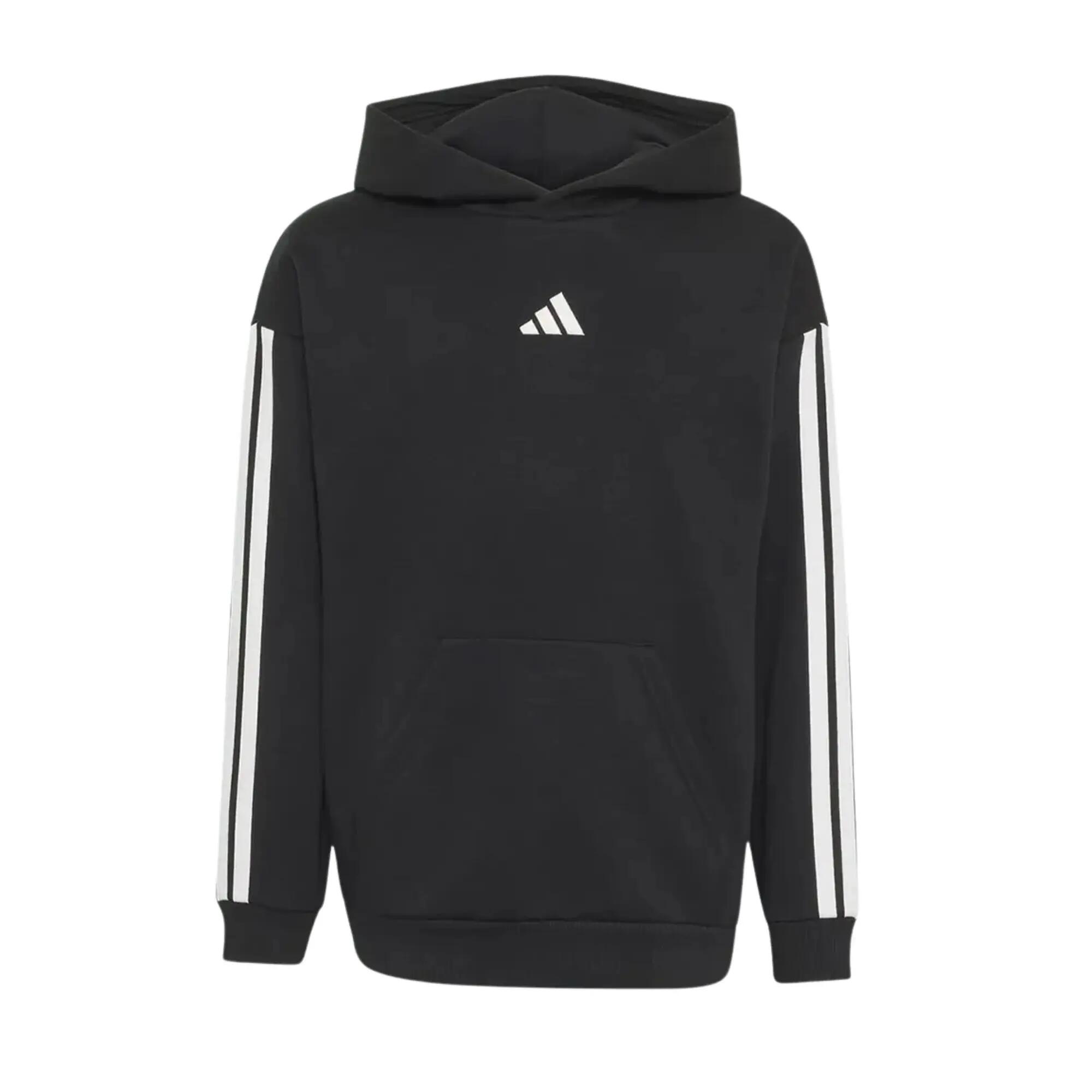 Adidas - Dres Dziecięcy z Kapturem Essentials 3-Stripes, Czarny - 11-12 Lat 3/4