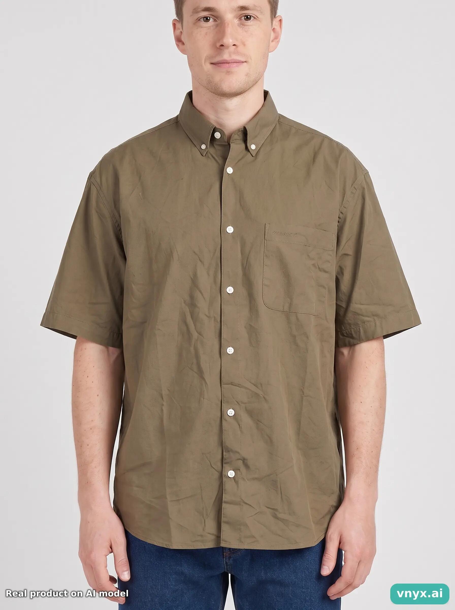 Second Life - Vintage Supreme Olive Casual Shirt Men M 5/5