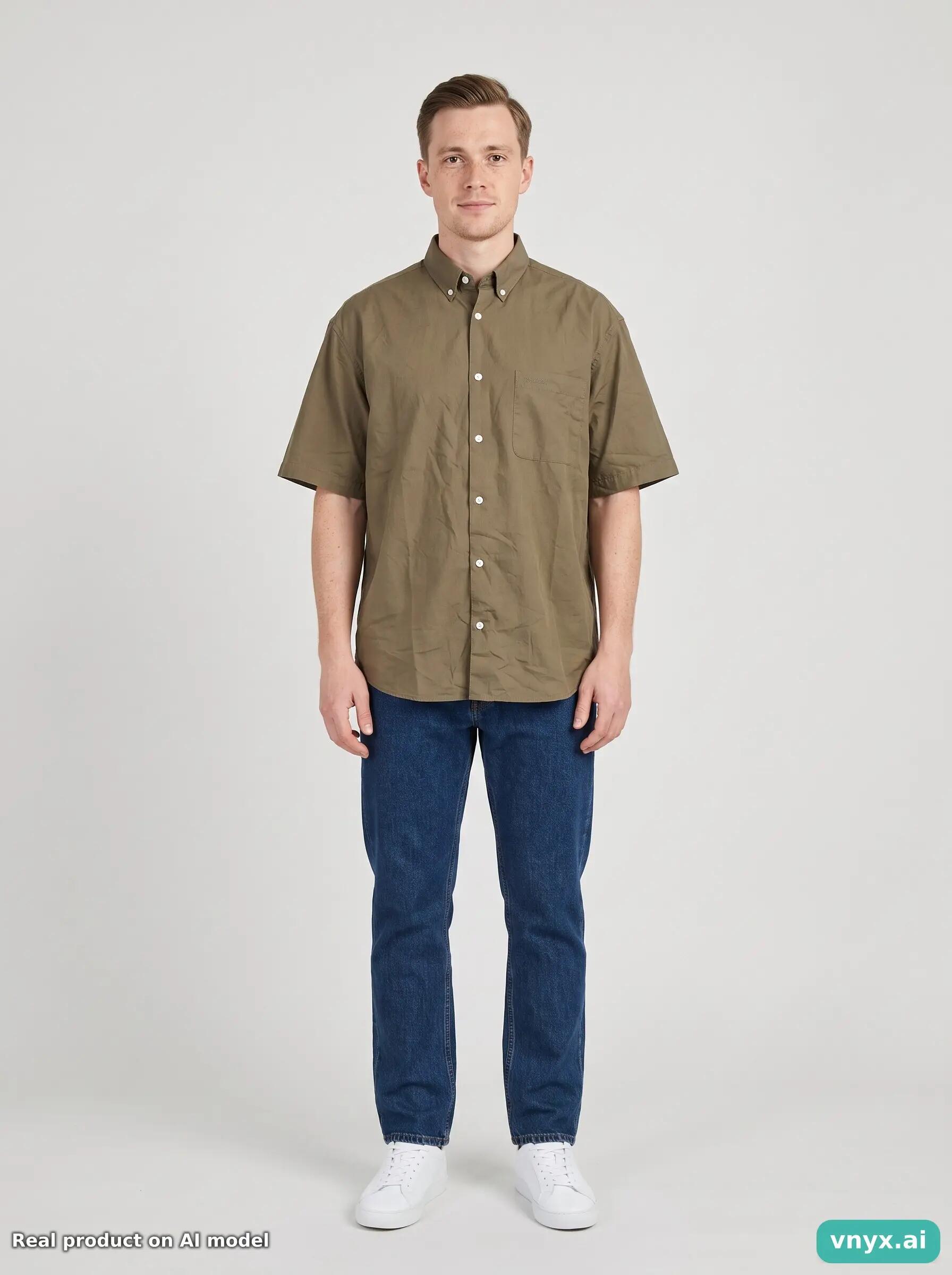 Second Life - Vintage Supreme Olive Casual Shirt Men M 3/5