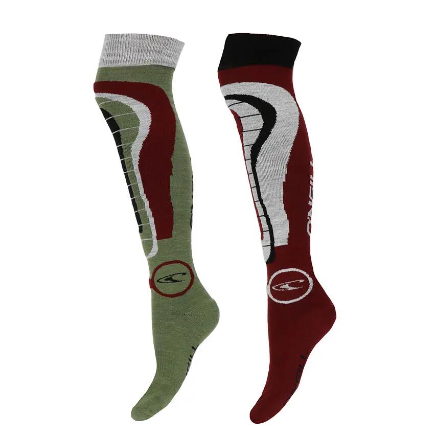 O'Neill Skisokken 2-pack groen/bordeaux rood 1/7