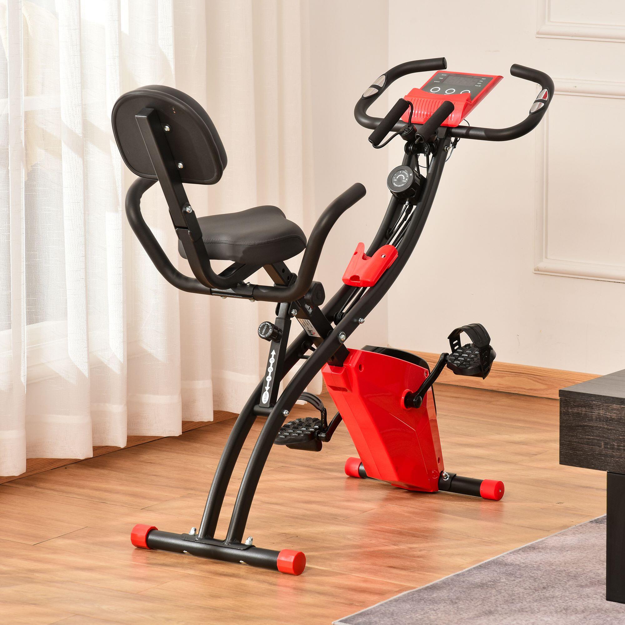 Bicicleta Estática 51x97x115cm Vermelho e Preto HOMCOM 2/7