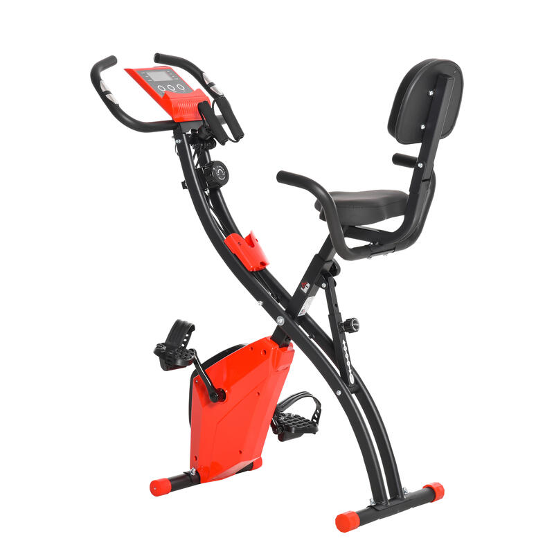 HOMCOM Bicicleta Estática Plegable de Acero ABS y PVC 52x107x110cm Rojo