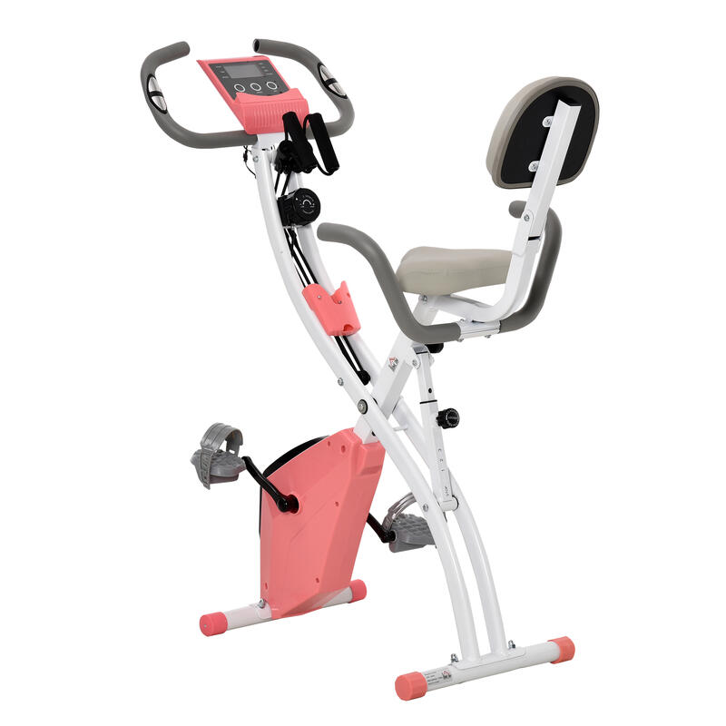 HOMCOM Bicicleta Estática Plegable de Acero ABS y PVC 52x107x110cm Rosa