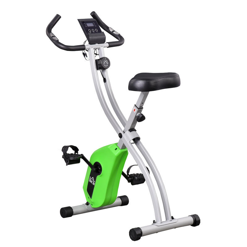 Bicicleta estática plegable y ajustable HOMCOM 86x47x112 cm verde