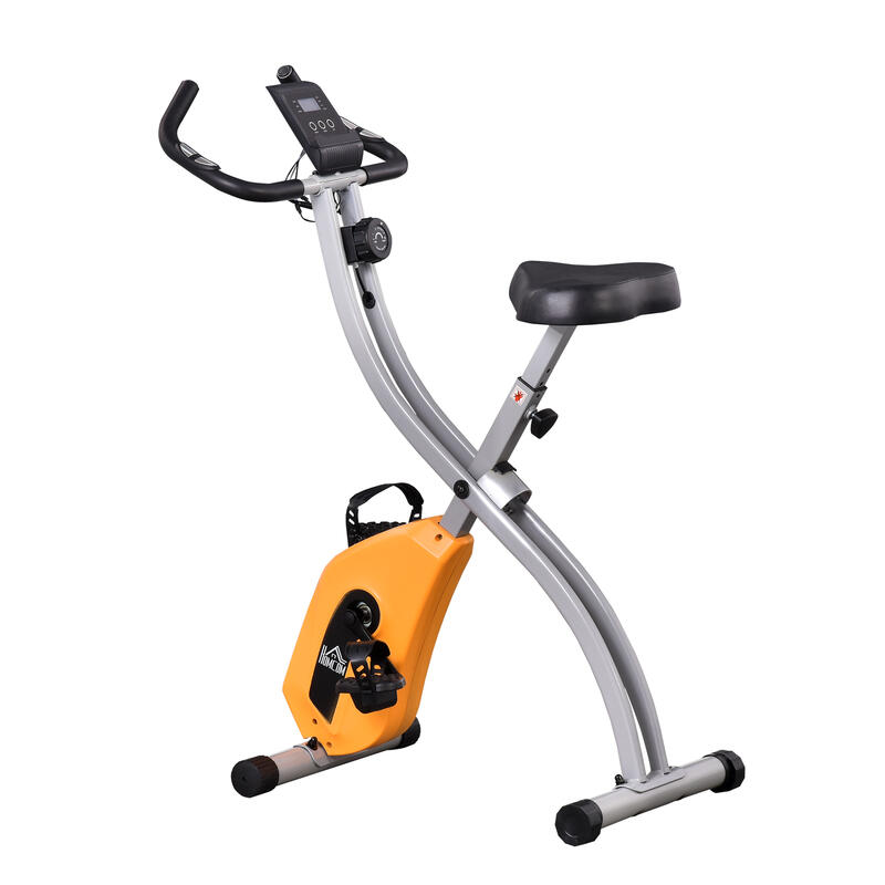 Bicicleta estática plegable y ajustable HOMCOM 86x47x112 cm naranja