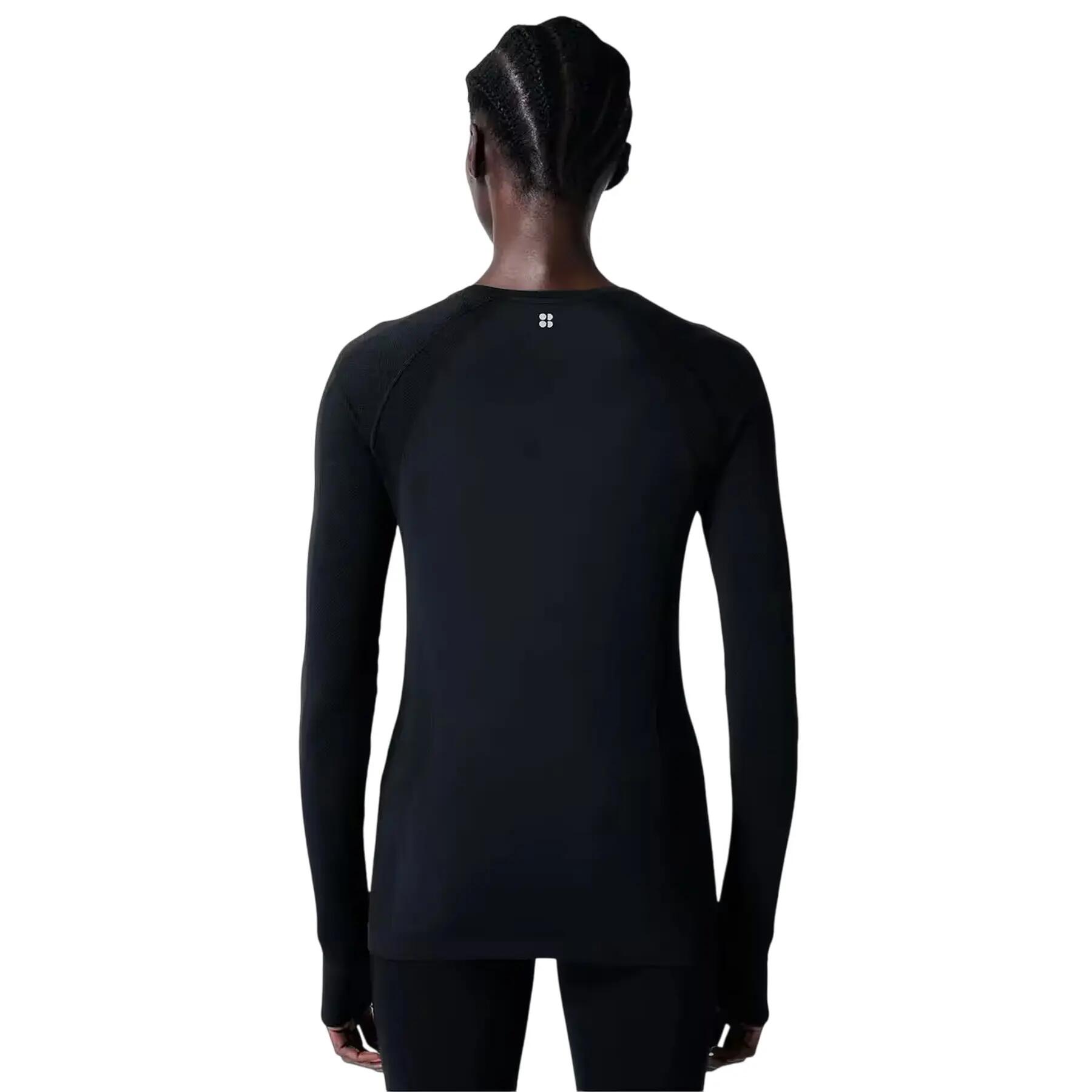Jersey Athlete de Manga Larga Ejercicio para Mujer Negro 3/4