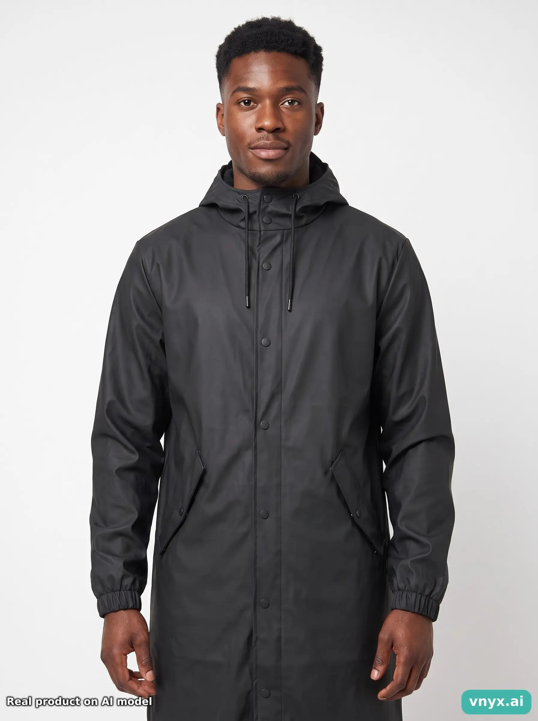 Second Life - Vintage RAINS Black Long Coat Men M 5/5
