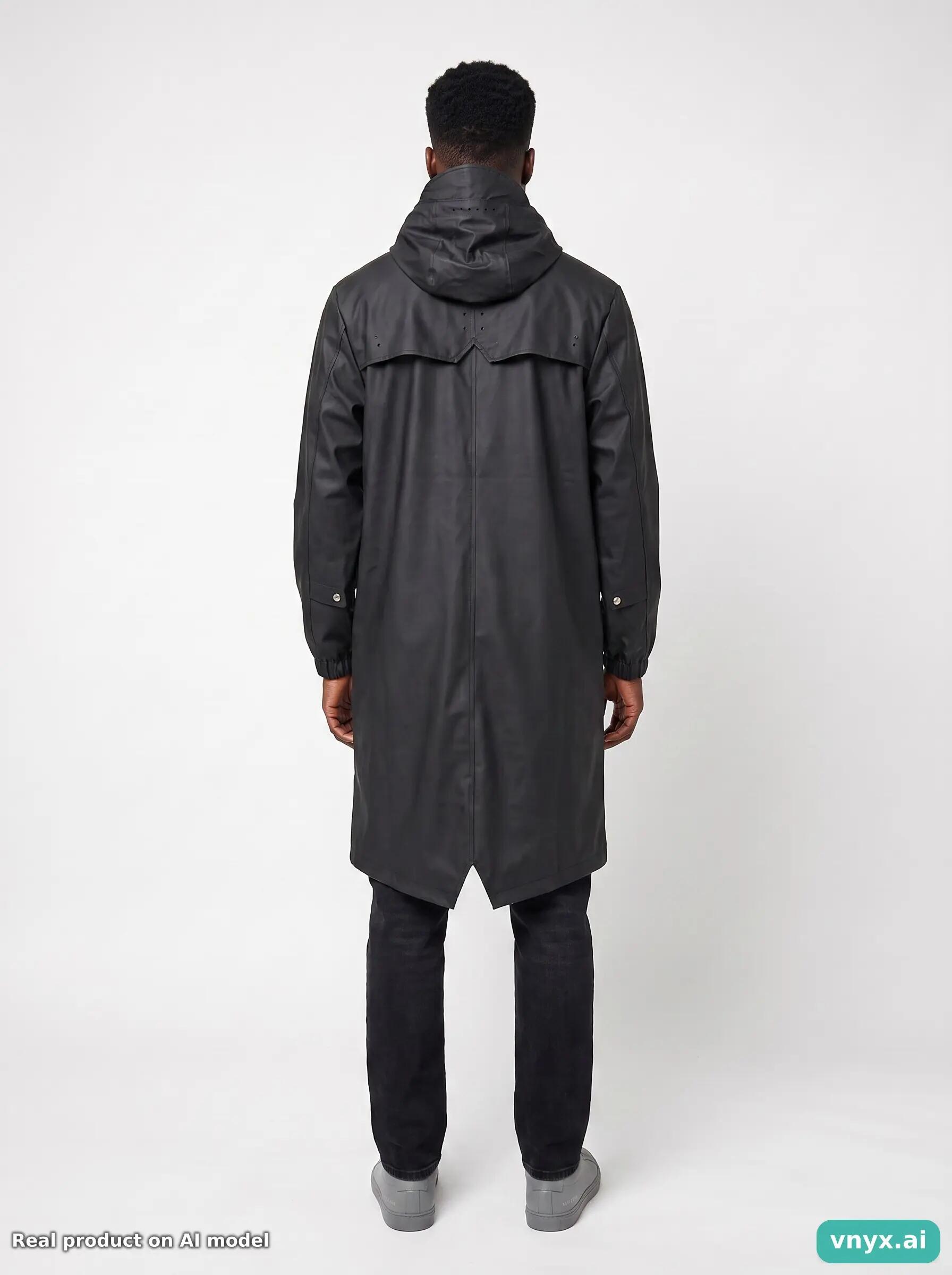 Second Life - Vintage RAINS Black Long Coat Men M 4/5