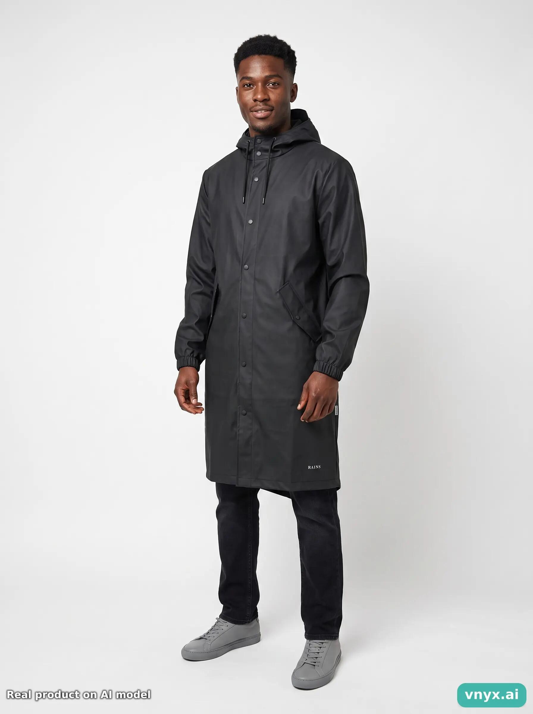 Second Life - Vintage RAINS Black Long Coat Men M 3/5