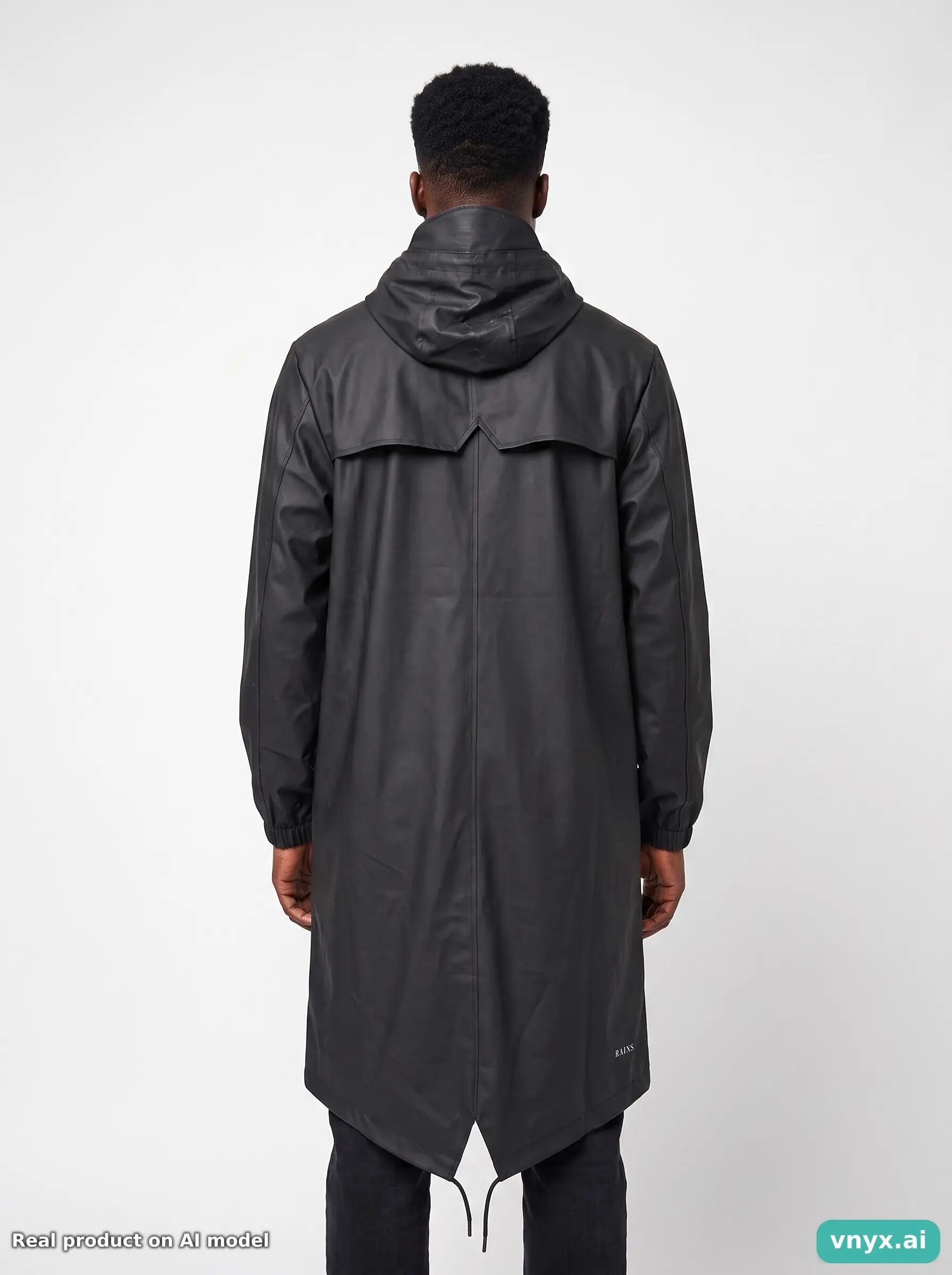 Second Life - Vintage RAINS Black Long Coat Men M 2/5