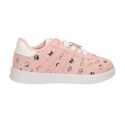 Hoge canvas kindersneakers hello kitty veters en rits roze