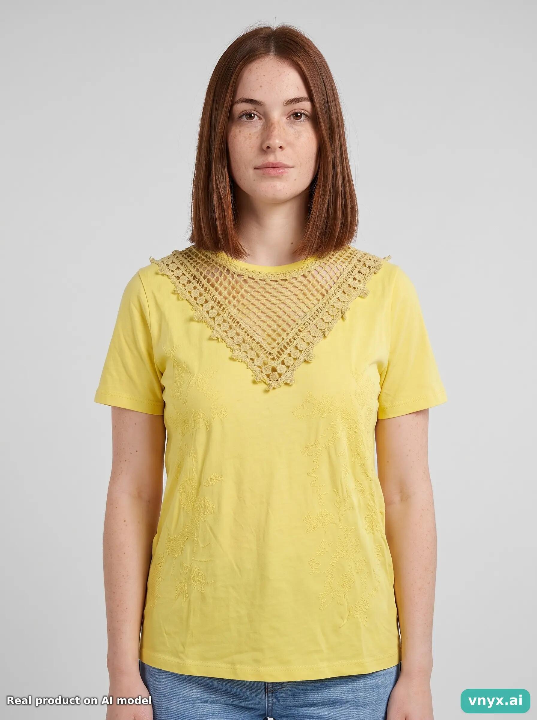 Second Life - Vintage Desigual Yellow T-Shirt Women S 5/5