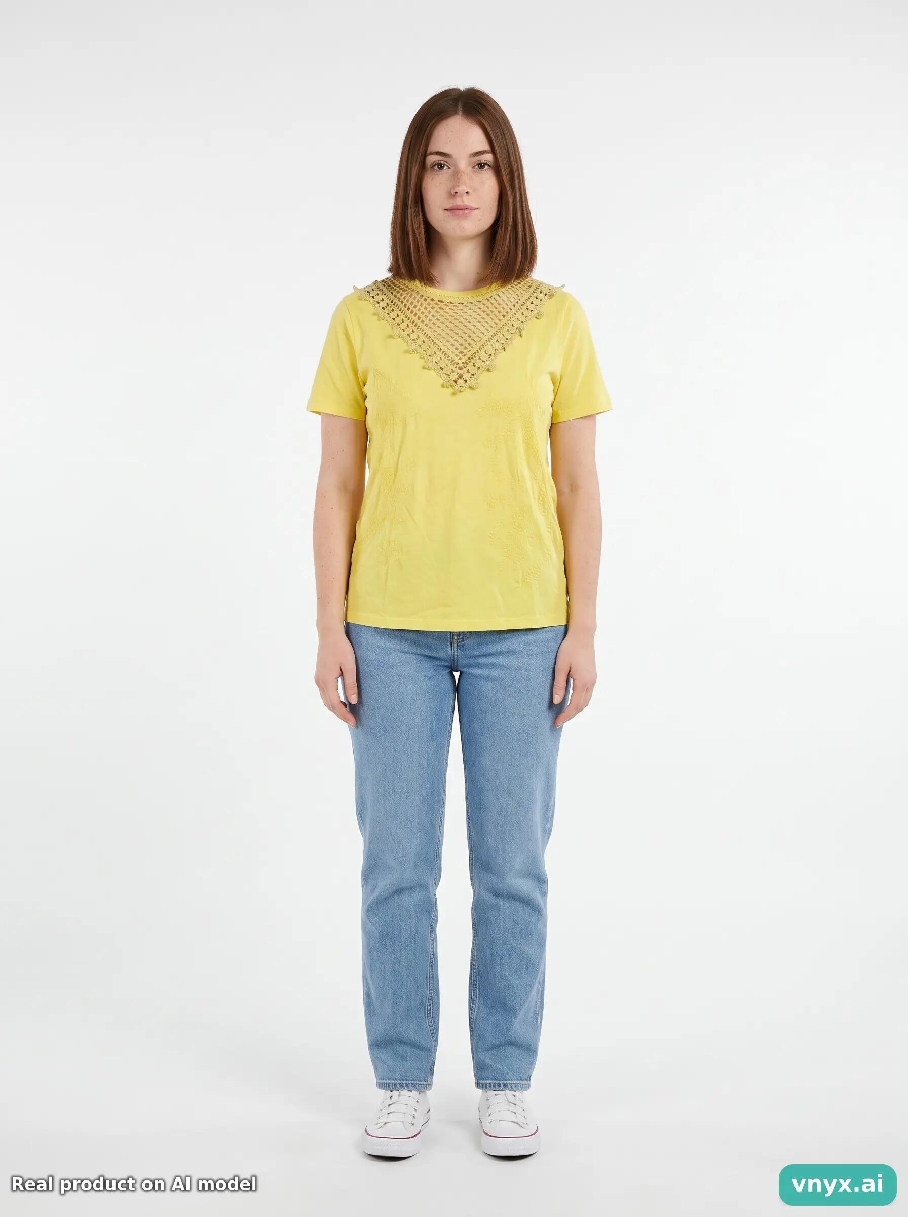 Second Life - Vintage Desigual Yellow T-Shirt Women S 3/5