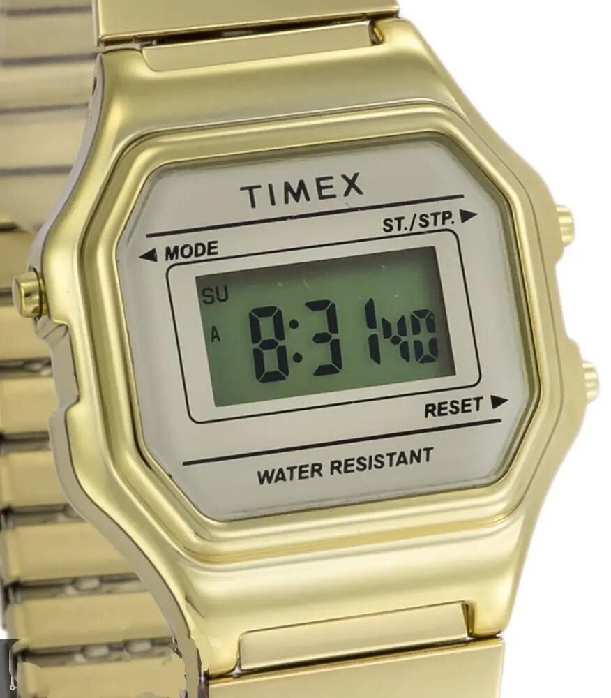 Timex Digital Montre Doré/Beige TW2T48000 3/5