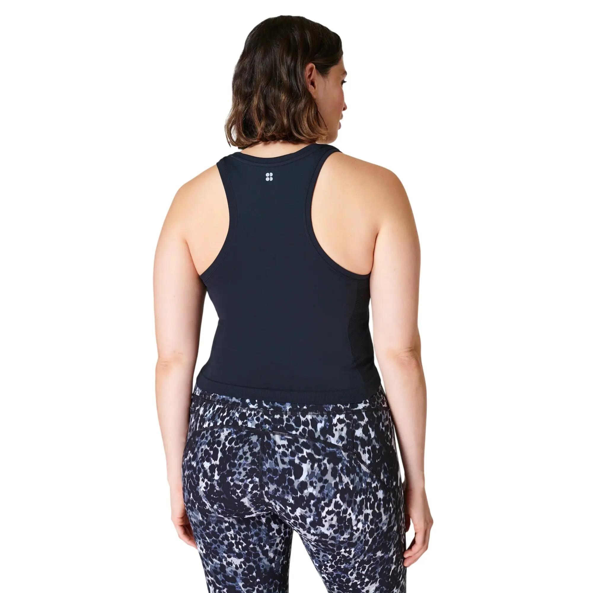 Camiseta Sin Mangas Athlete Ejercicio para Mujer Negro 3/4