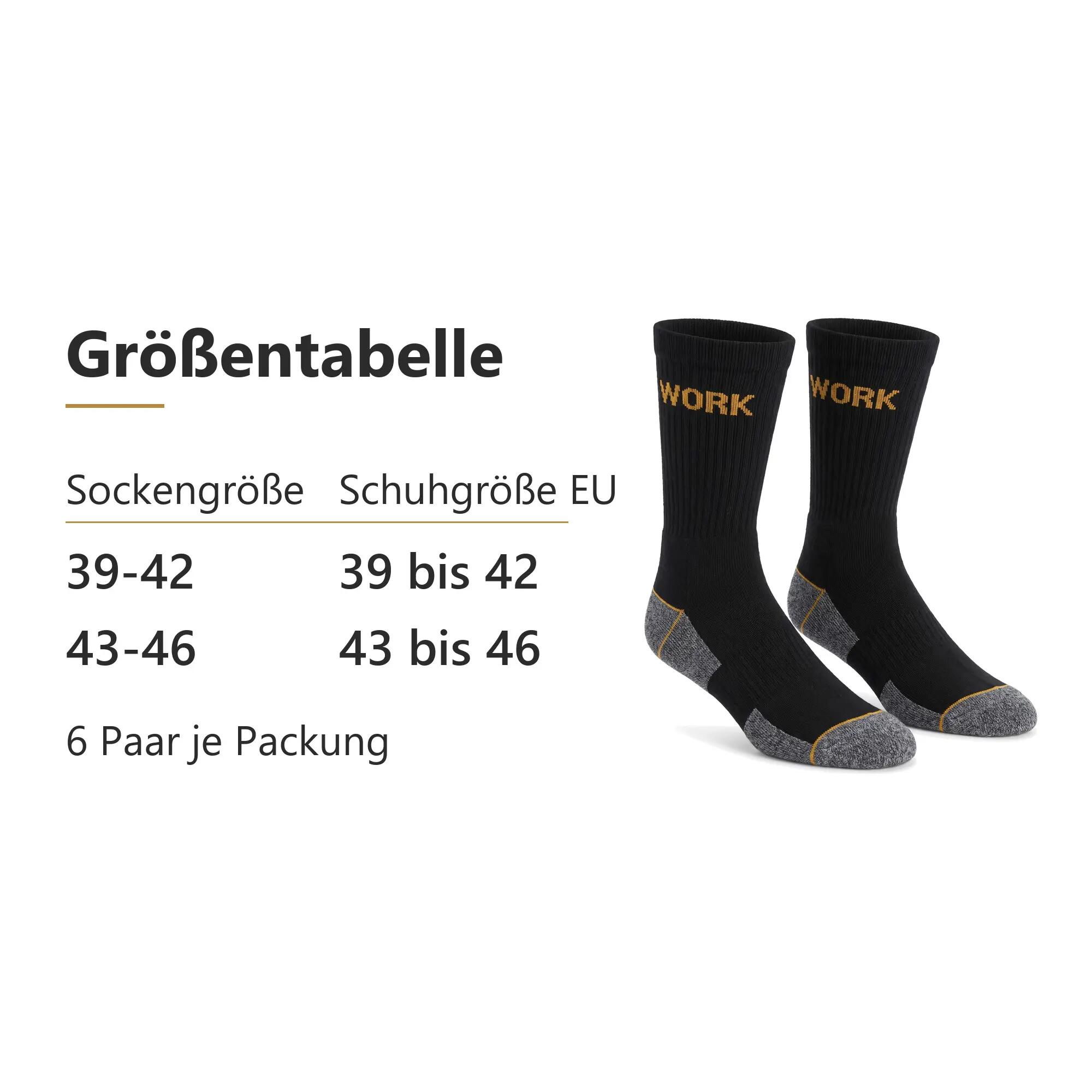 Herren Arbeitssocken 6 Paar Baumwolle Frotteefuß verstärkte Ferse und Spitze 6/7
