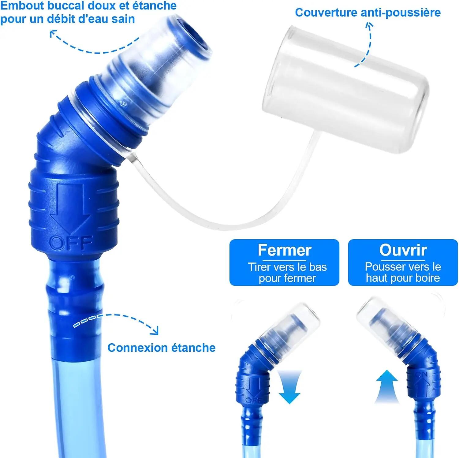 Poche à eau 2L, Poche d'hydratation sans BPA, anti-fuite. Réservoir d'eau à gran 4/7