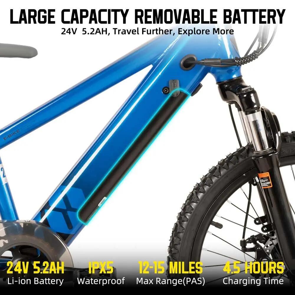Kinder Jugendliche E-Mountainbike 20/24 Zoll 250W Akku 3/6