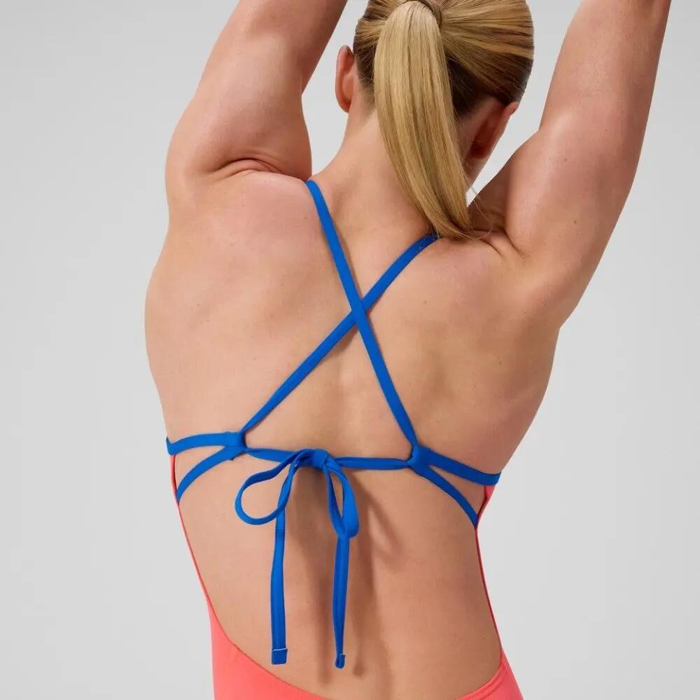 Bañador Speedo Club Training Tie Back Naranja/Azul, Mujer 4/5
