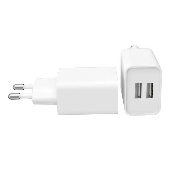 CHARGEUR SECTEUR 12W 2 USB-A BLANC 2/3