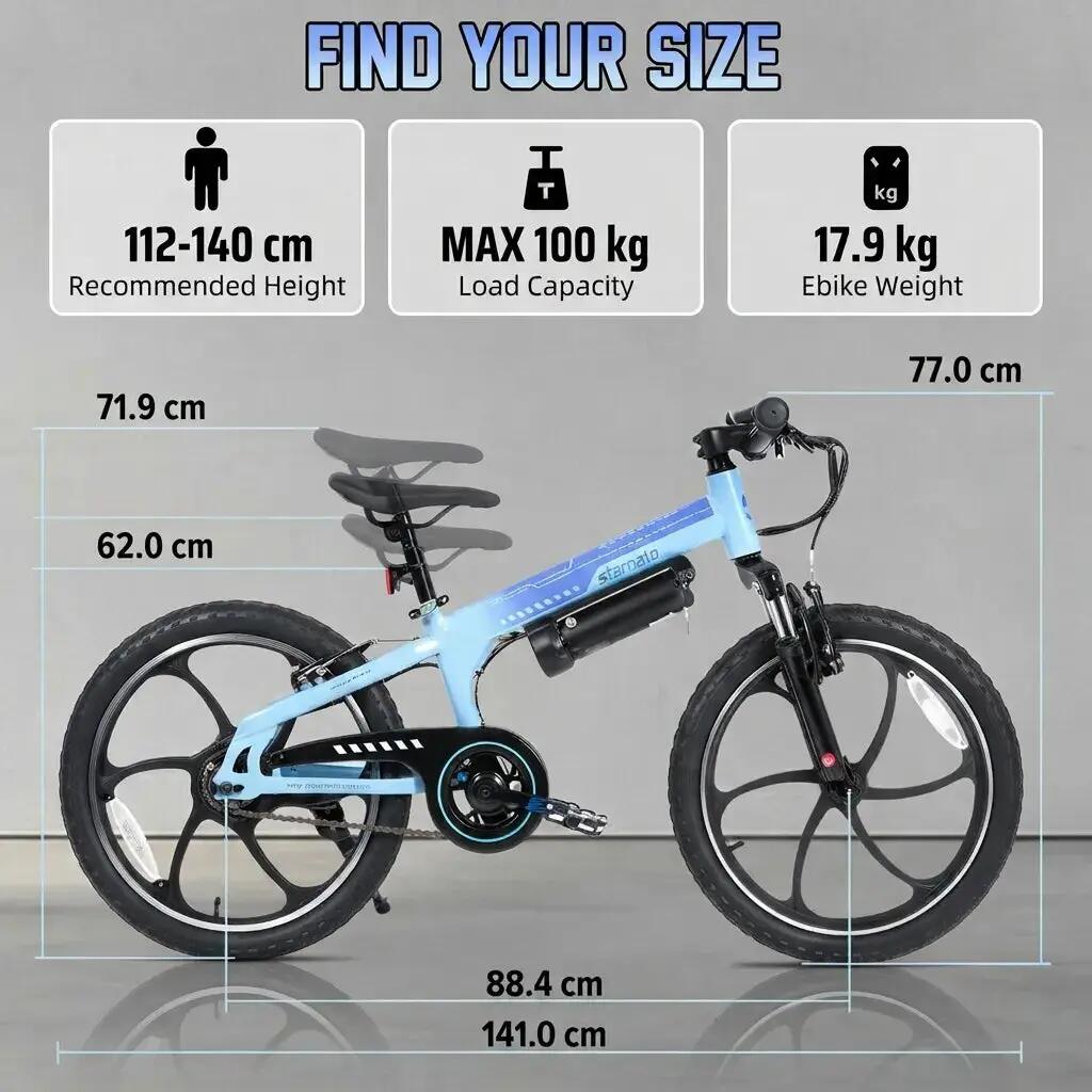 Kinder Jugendliche E-Mountainbike 20 Zoll 250W Akku 6/6