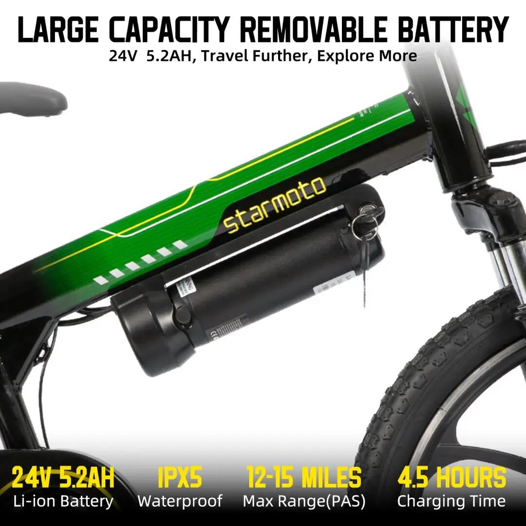Kinder Jugendliche E-Mountainbike 20 Zoll 250W Akku 3/6