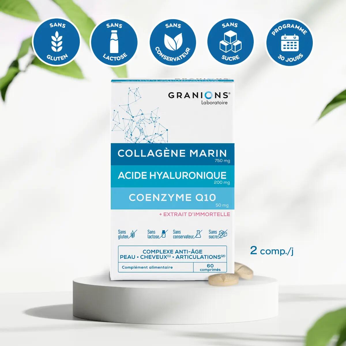 GRANIONS - Complexe Collagène, Acide Hyaluronique & Coenzyme Q10 - 60 comprimés 3/7