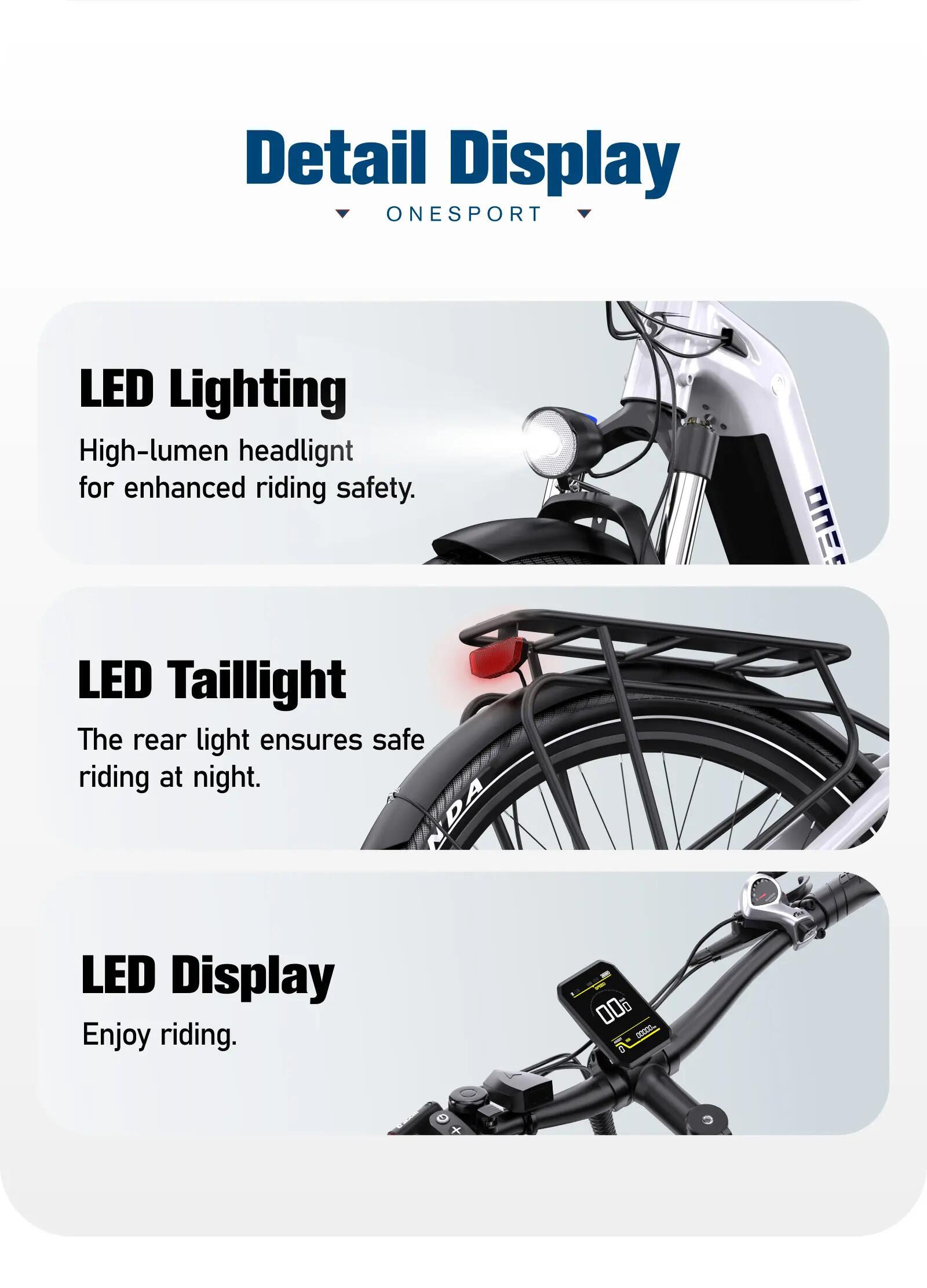Bici elettrica ONESPORT OT05, Motore 250W, Batteria 36V 18,2Ah, pneumatici 27,5" 10/11