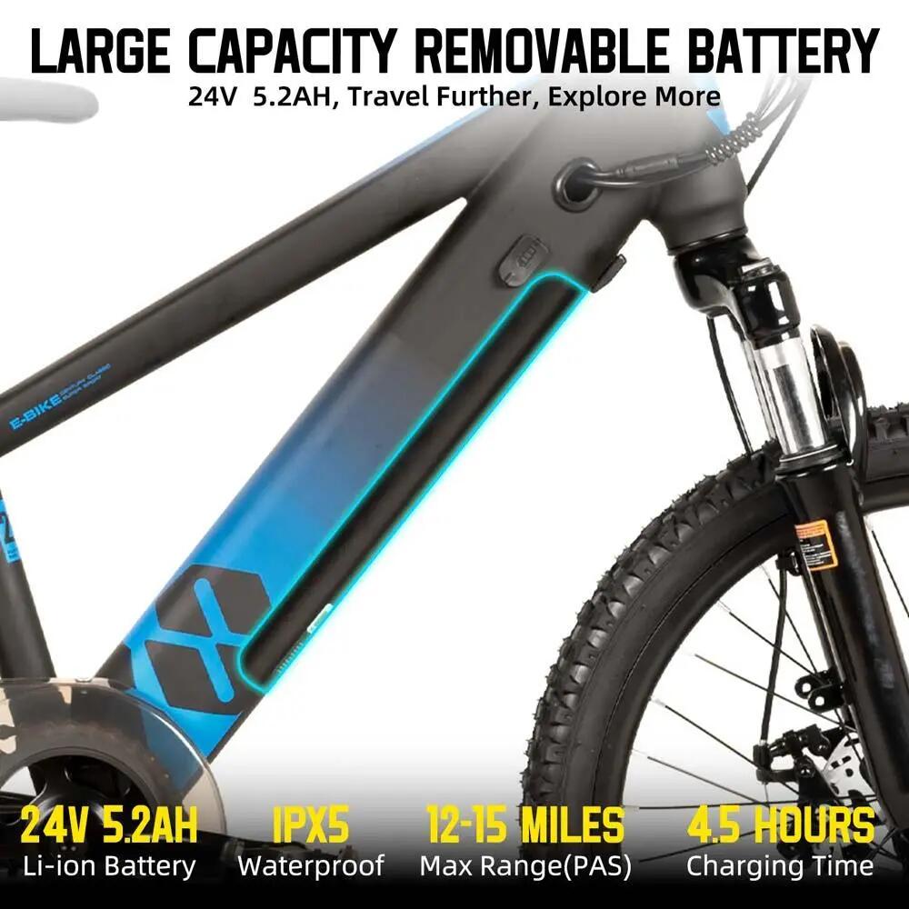 Kinder Jugendliche E-Mountainbike 20/24 Zoll 250W Akku 3/6
