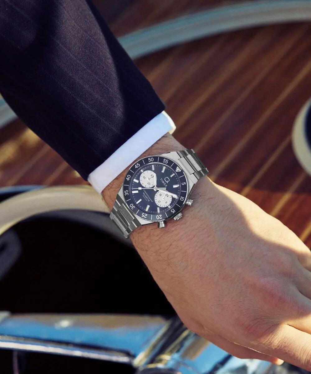 Timex Chronograph Uhr Silber/Blau TW2Y55900 6/6