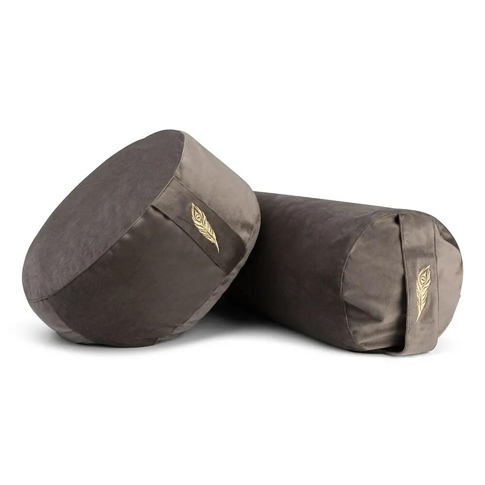 Yoga Bolster - Yoga Kussen - Velvet Donkergrijs - 60 x 20 cm 4/4