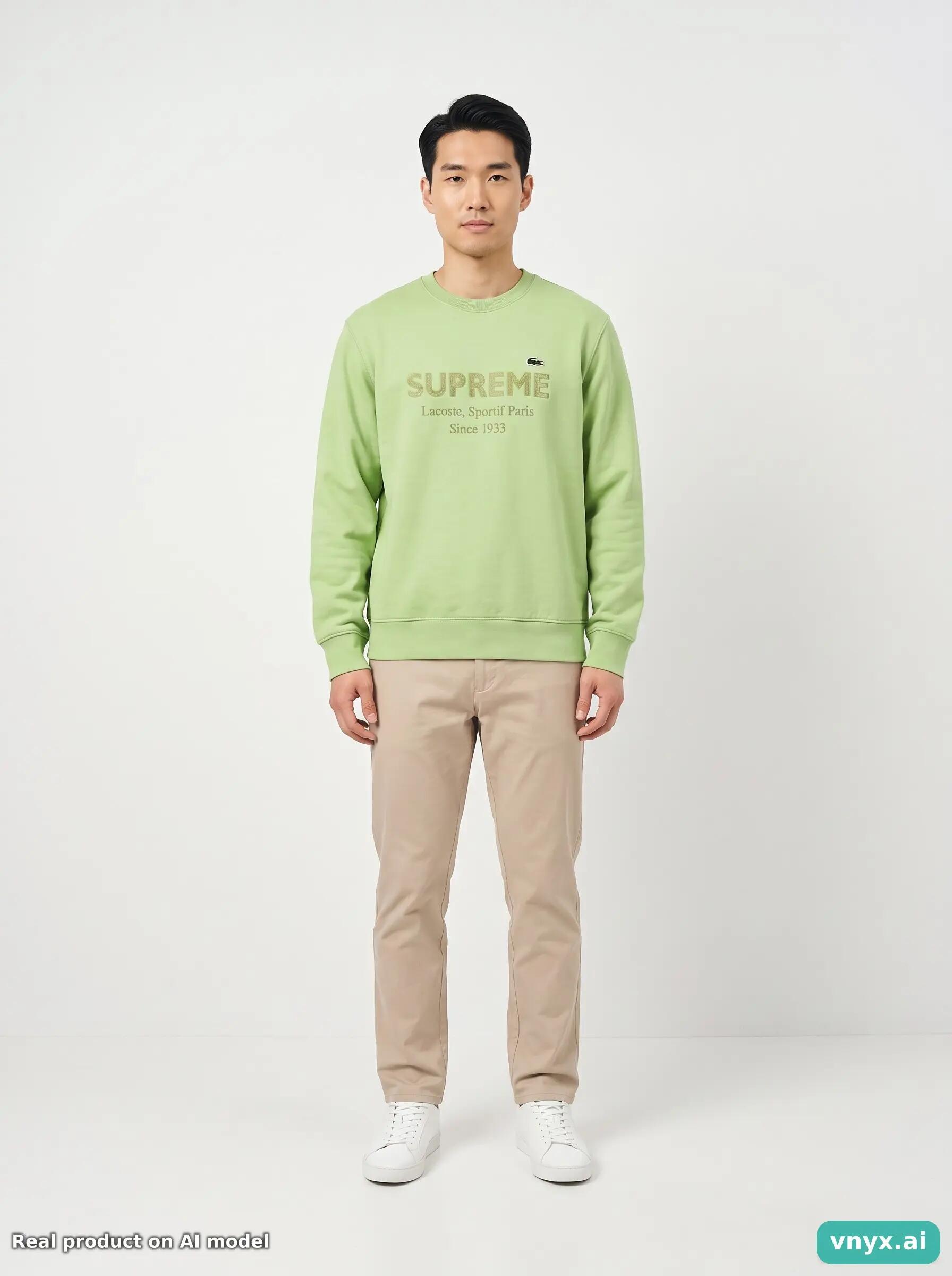 Second Life - Vintage Supreme Light Green Sweatshirt Men M 3/5