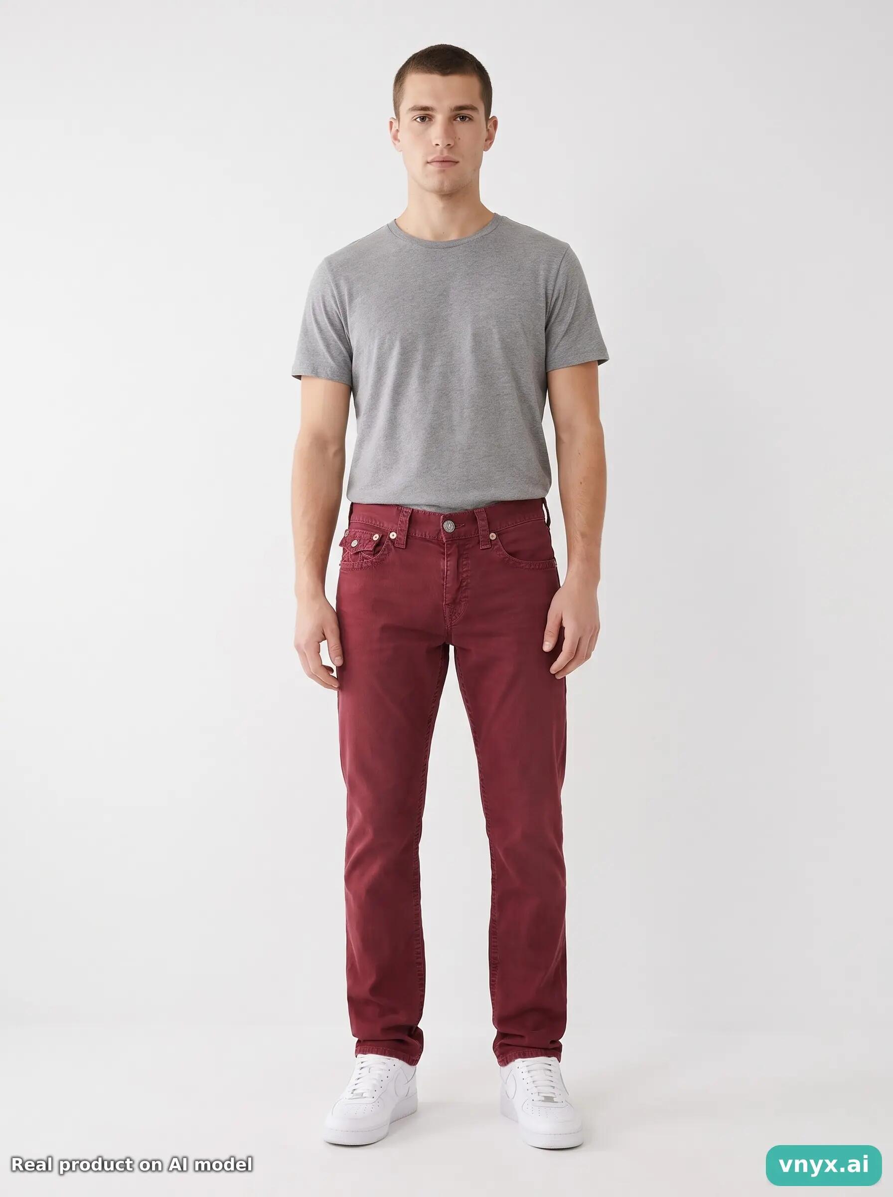 Second Life - Vintage True Religion Deep Burgundy Jeans Men 31 L33 3/6