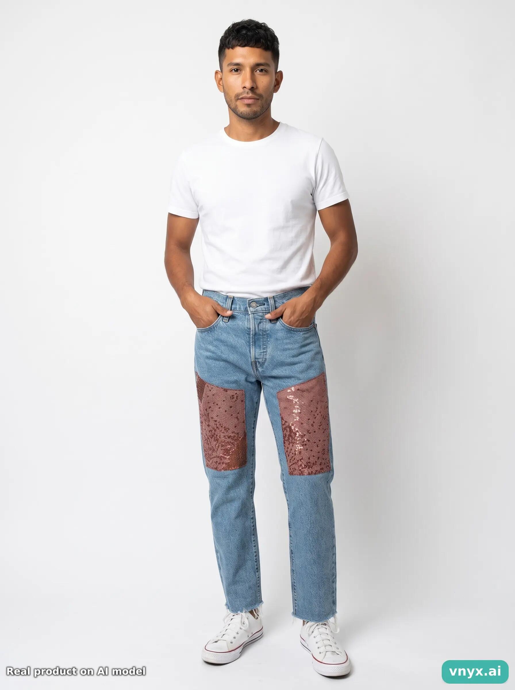 Second Life - LEVI STRAUSS & CO. Blue Patchwork Jeans 6/6