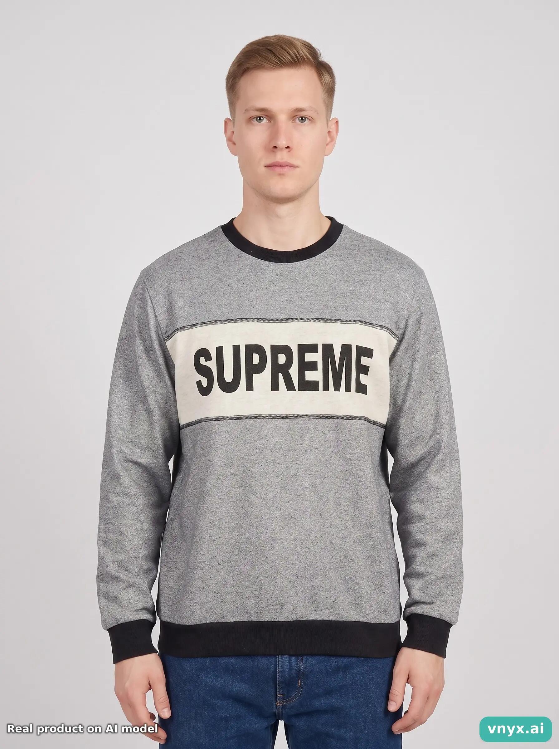 Second Life - Vintage Supreme Grey Sweatshirt Men M 5/5