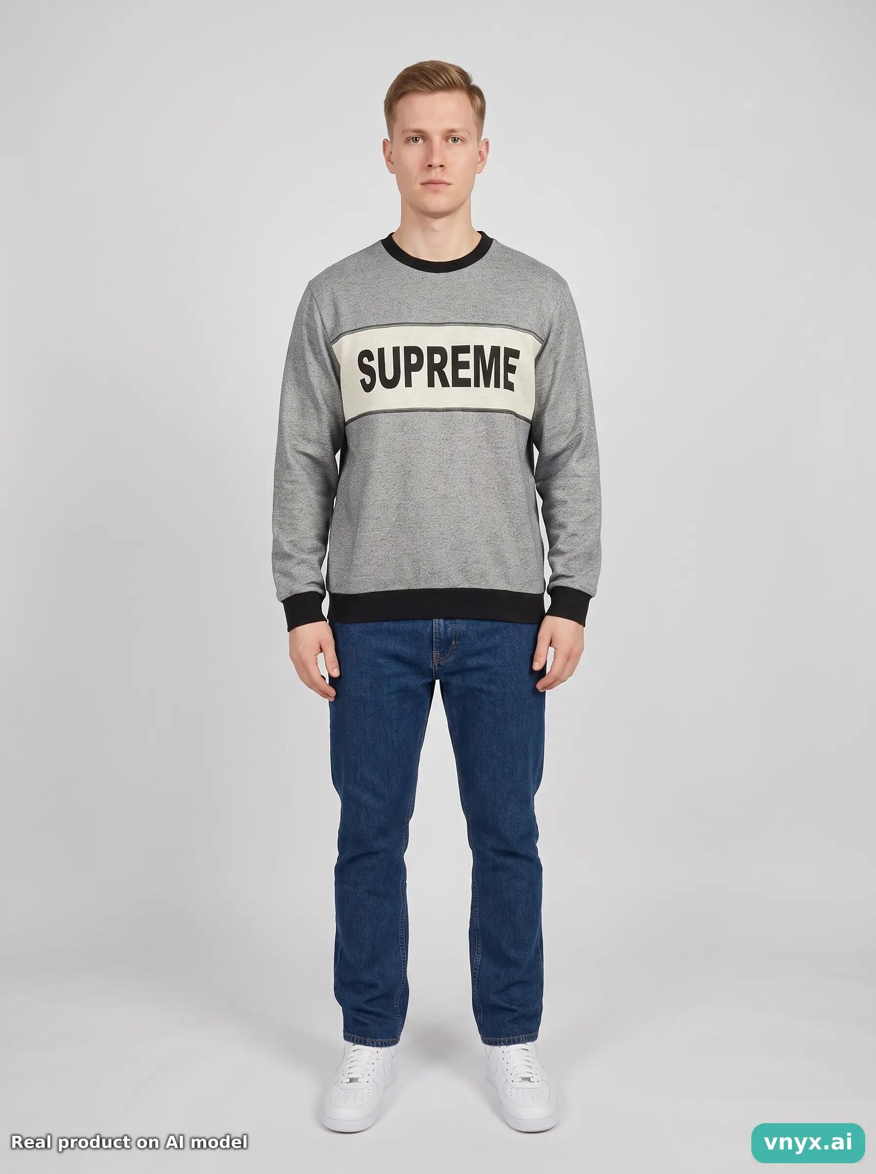 Second Life - Vintage Supreme Grey Sweatshirt Men M 3/5