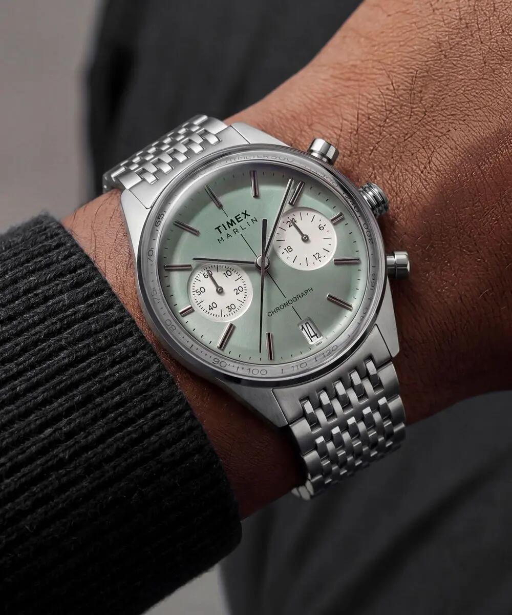 Timex Chronographe Montre Argent/Vert TW2Y89800 6/6