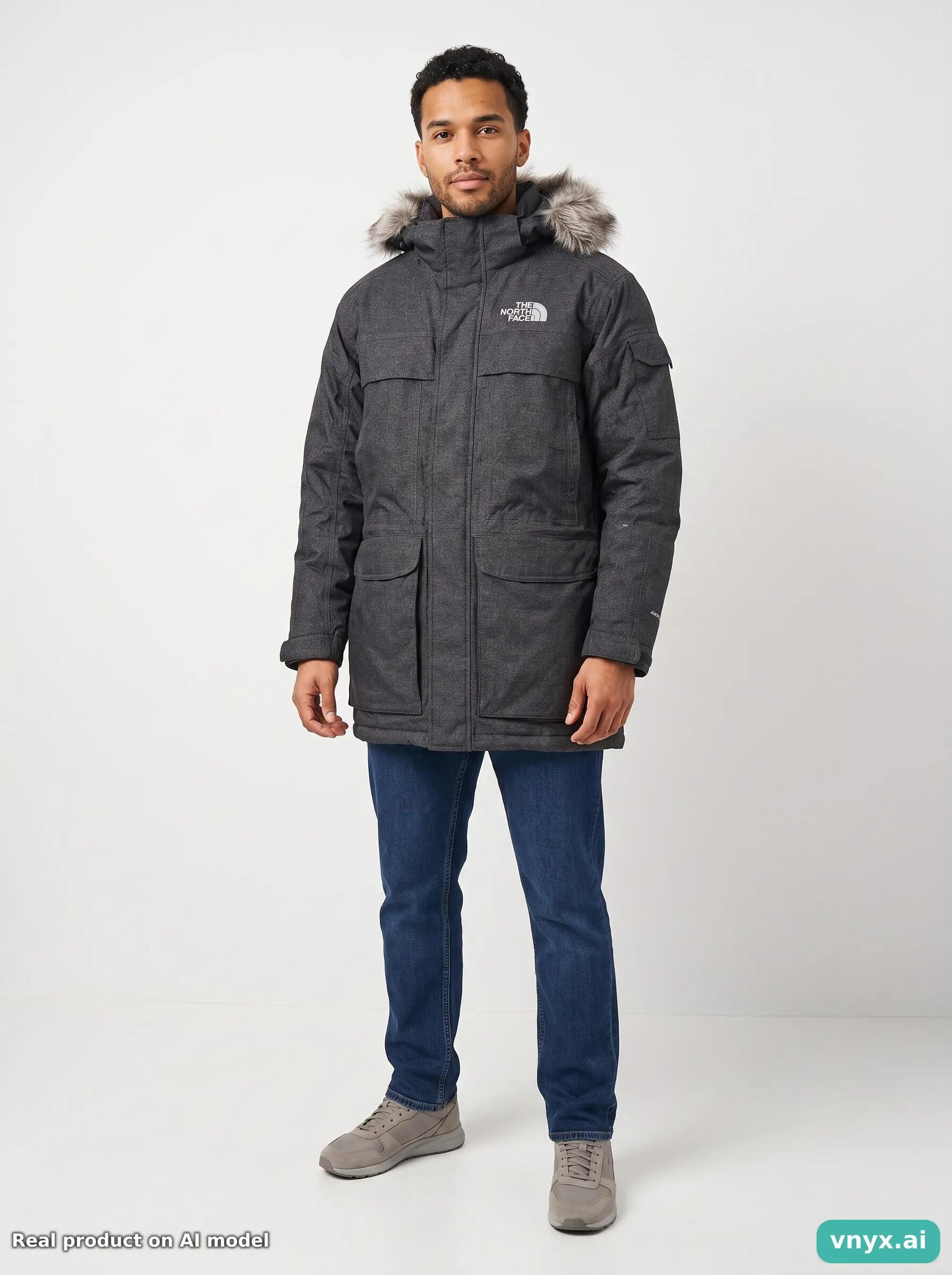 Second Life - Vintage The North Face Charcoal Winter Coat Men L 3/5