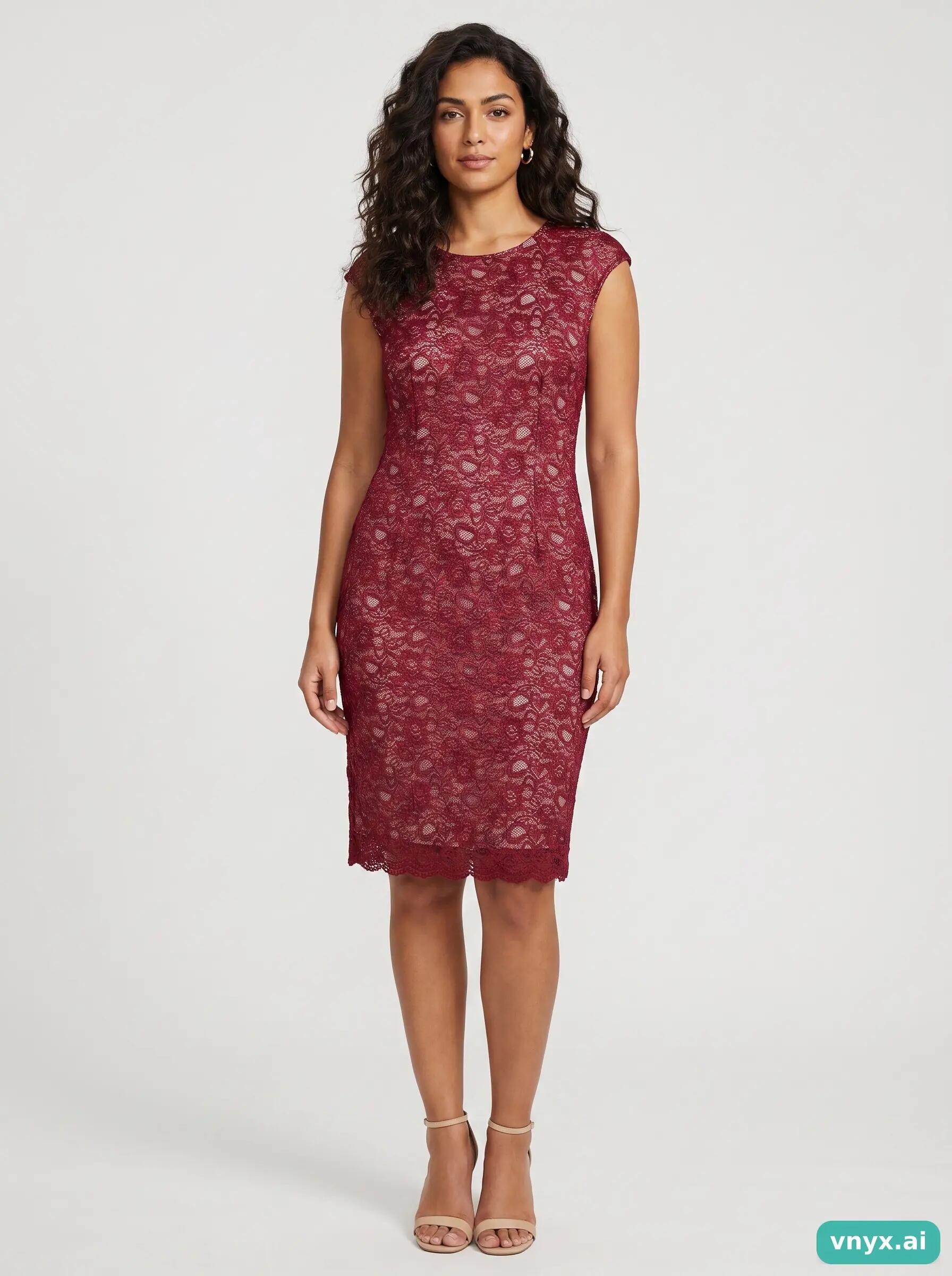 Second Life - Vintage JAEGER Burgundy Occasion Dress Women XL 2/5