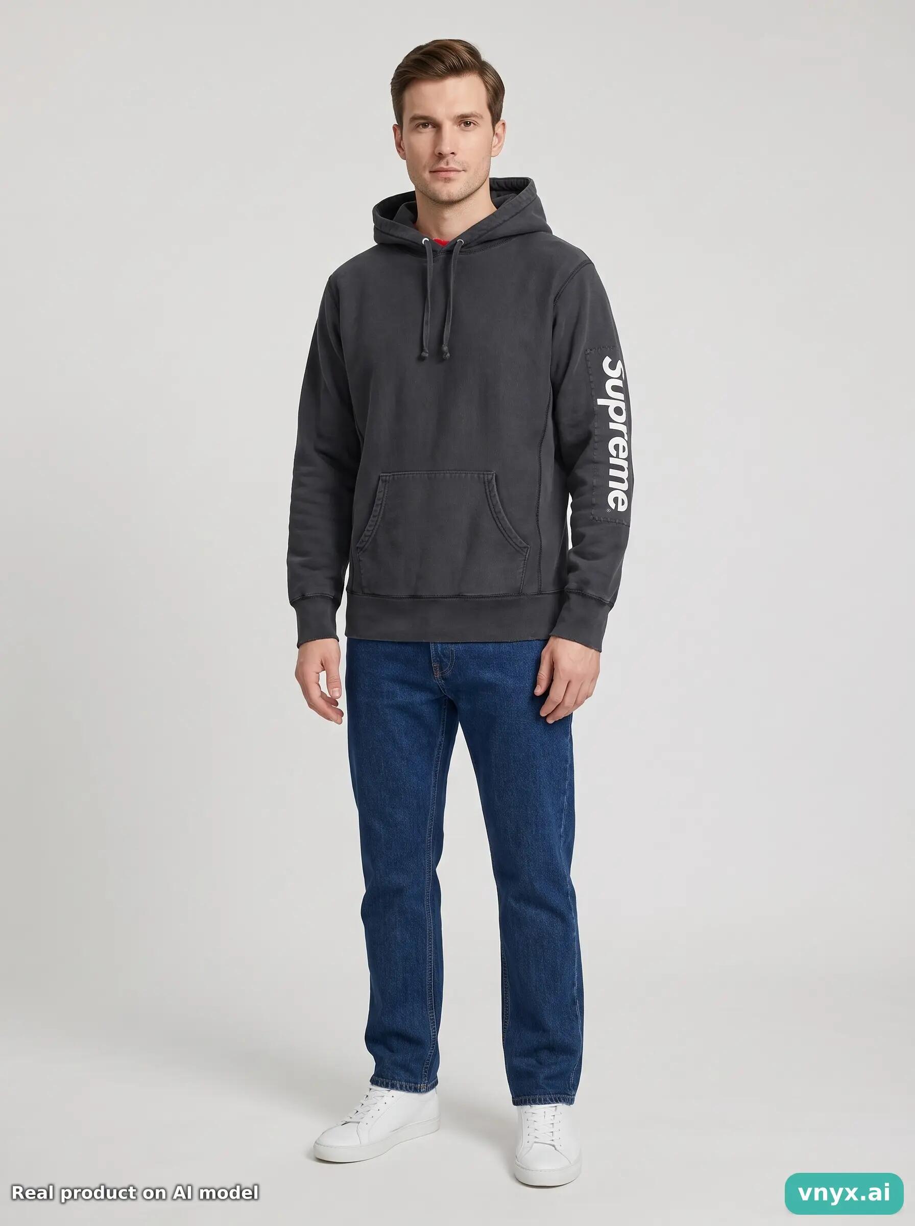 Second Life - Vintage Supreme Black Hoodie Men M 3/5