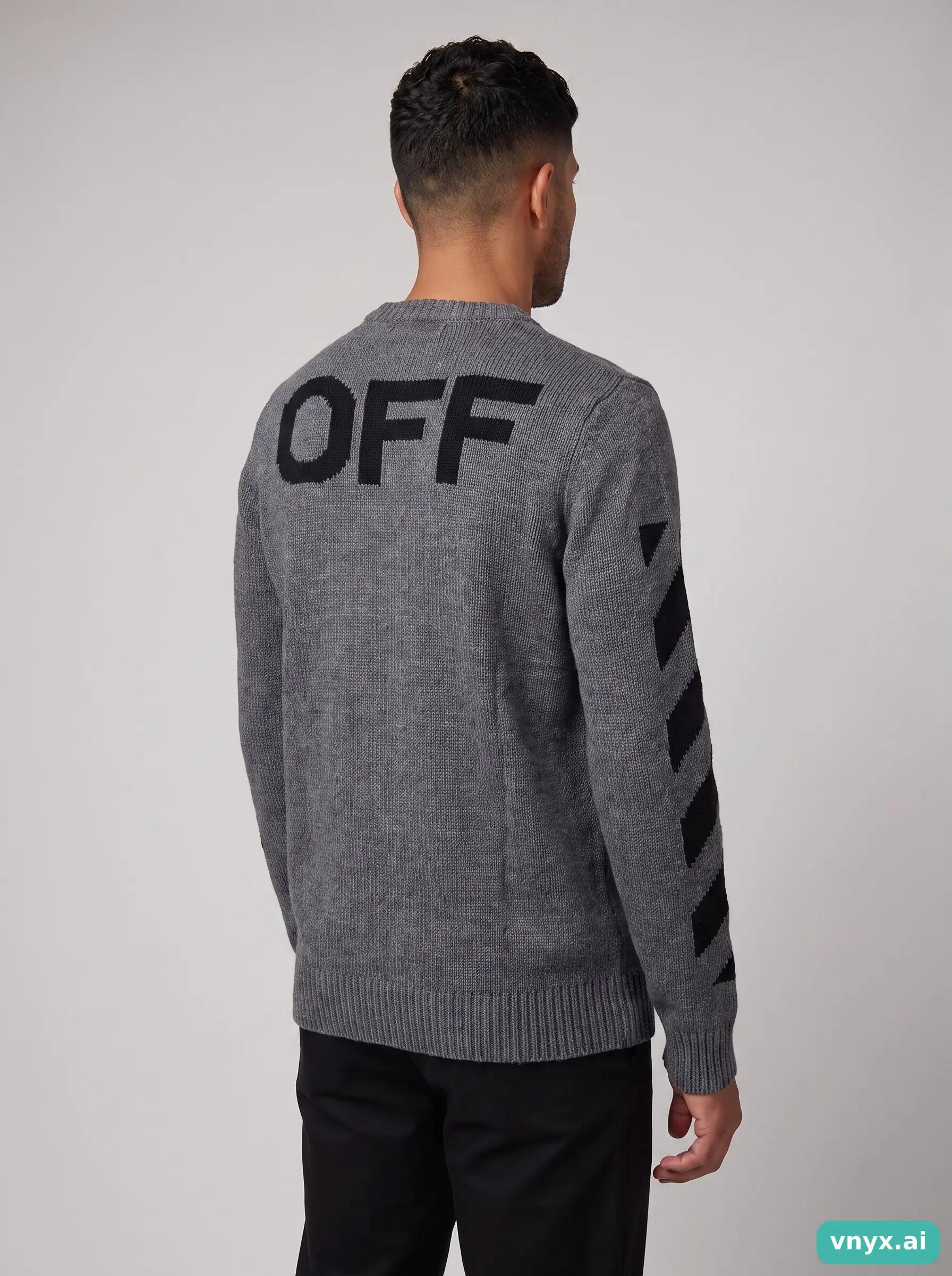 Second Life - Vintage Off-White Deep Grey Sweater Men M 2/5
