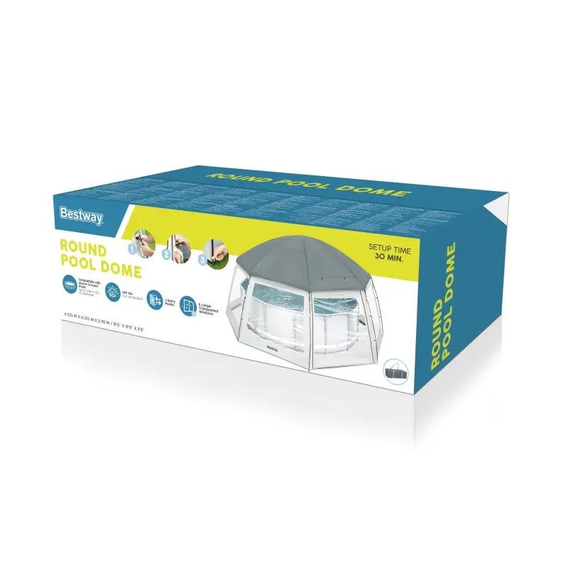 Bestway Dôme de protection pour piscine hors-sol ronde diamètre 4.88 m max 3/7
