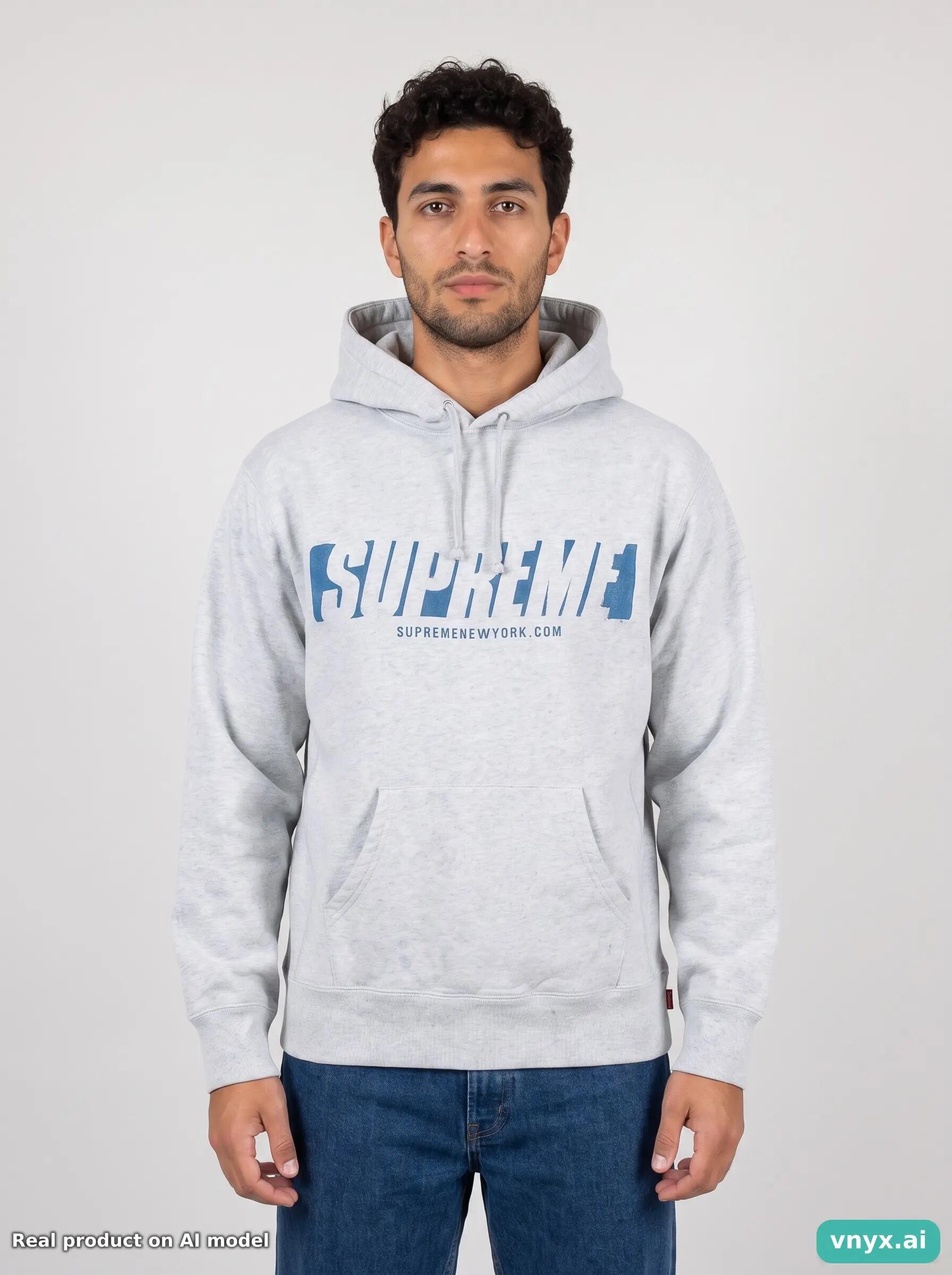 Second Life - Vintage Supreme Light Grey Hoodie Men M 5/5