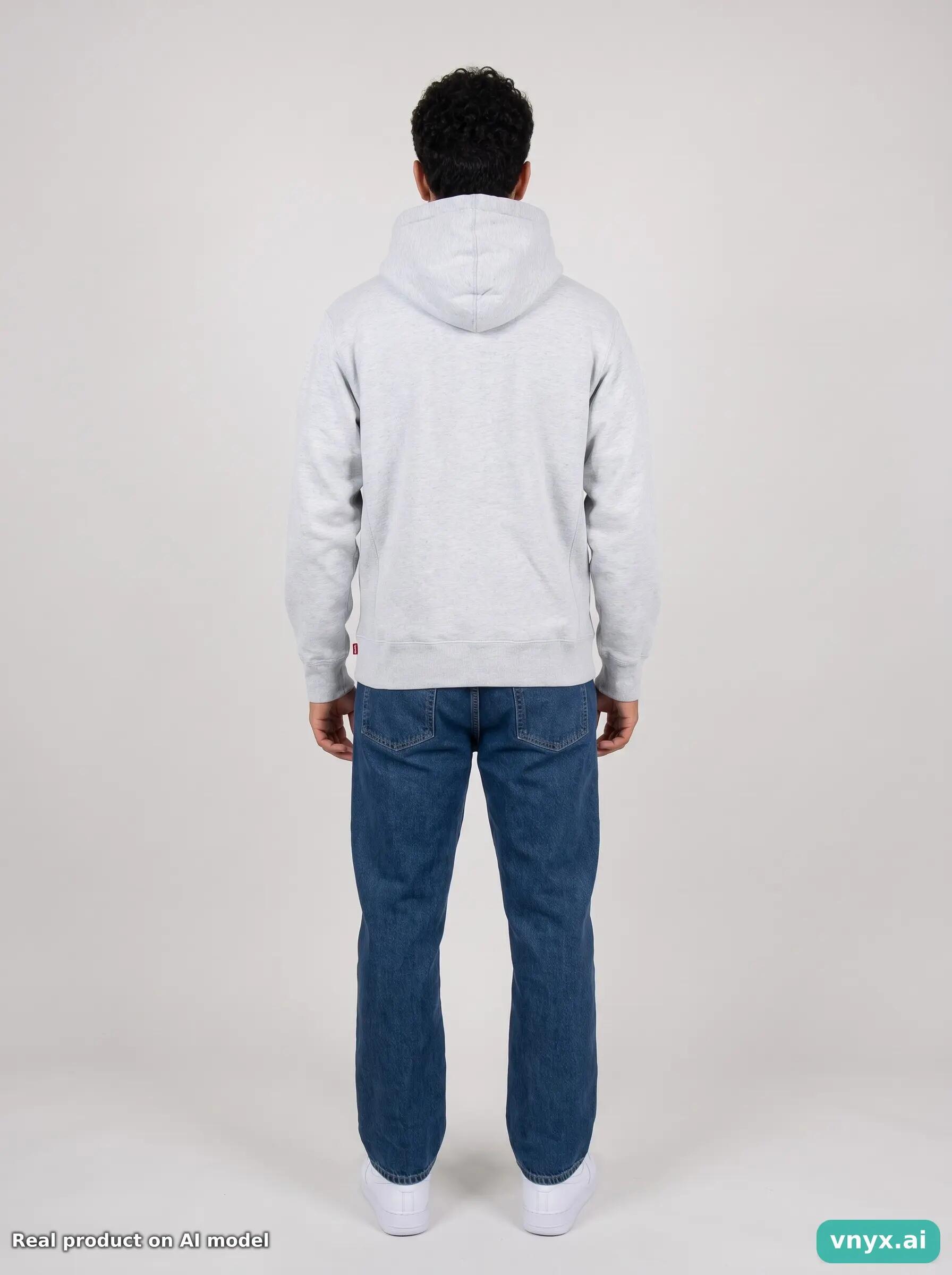 Second Life - Vintage Supreme Light Grey Hoodie Men M 4/5
