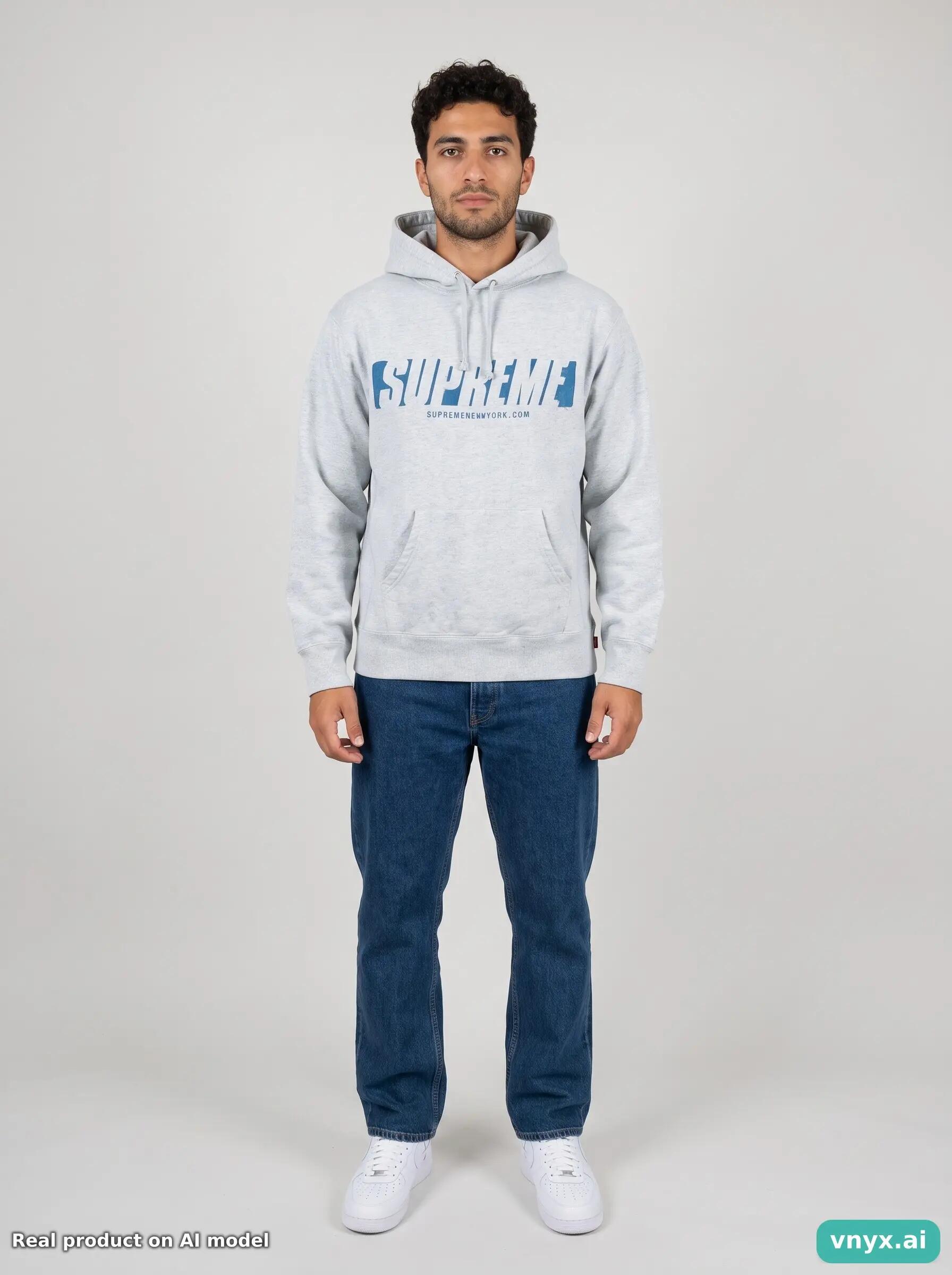 Second Life - Vintage Supreme Light Grey Hoodie Men M 3/5