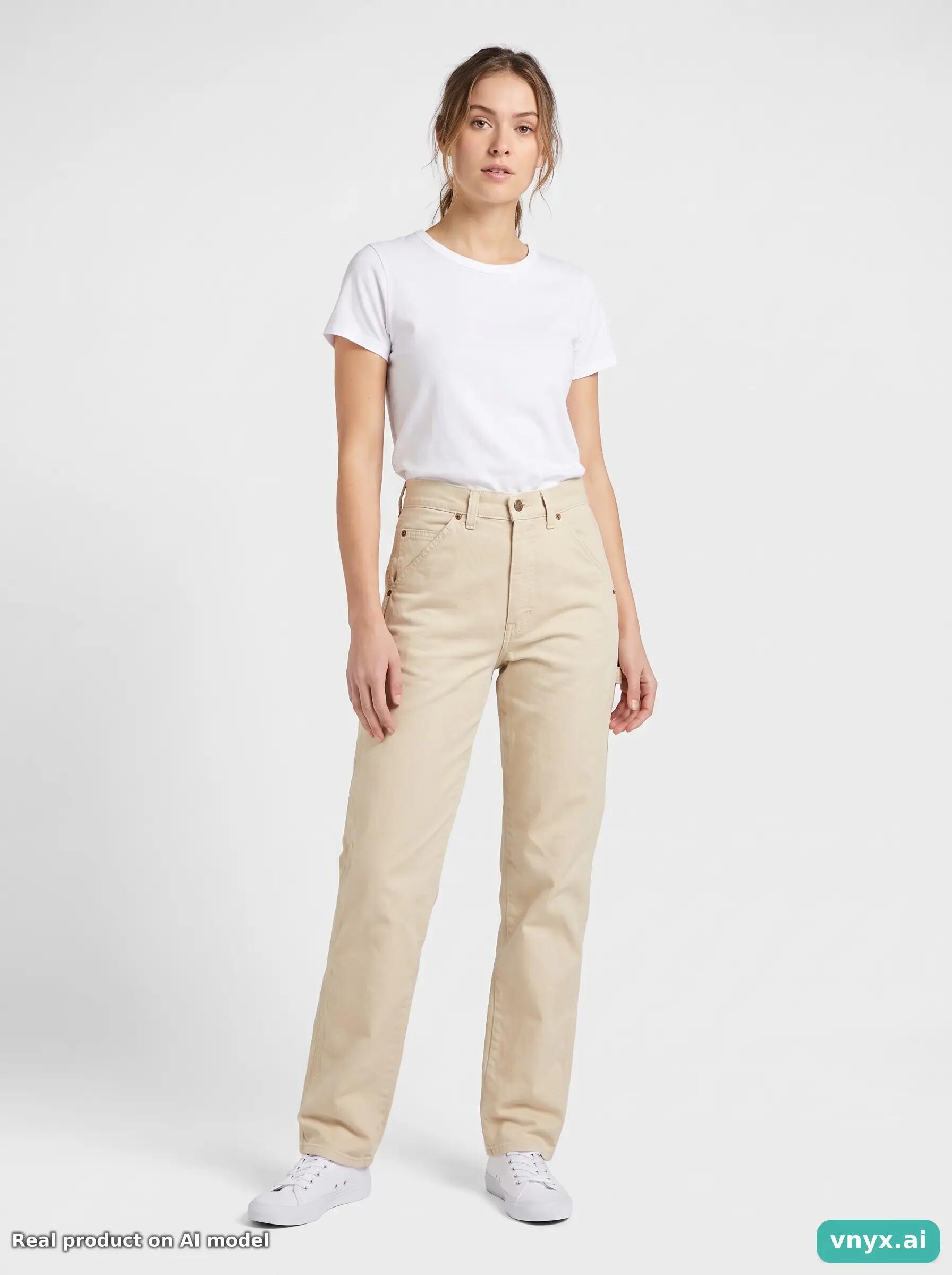 Second Life - Vintage Lee Soft Beige Trousers Jeans Women 25 L34 3/6