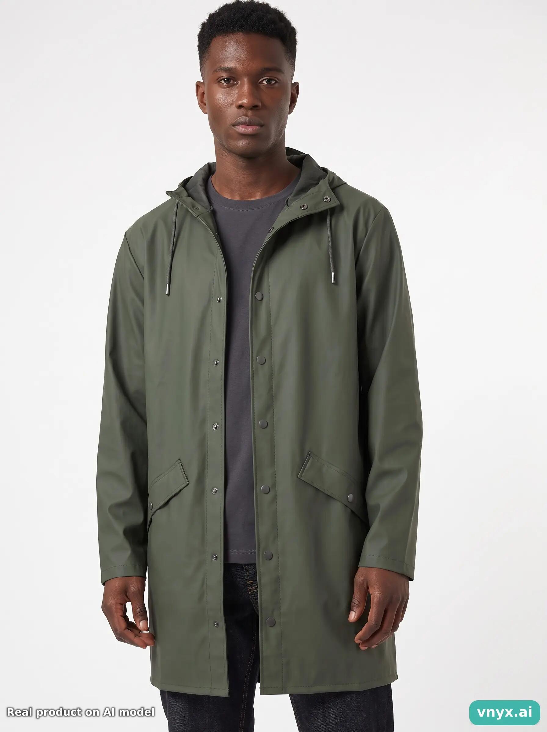 Second Life - Vintage RAINS Olive Long Coat Men M 5/5