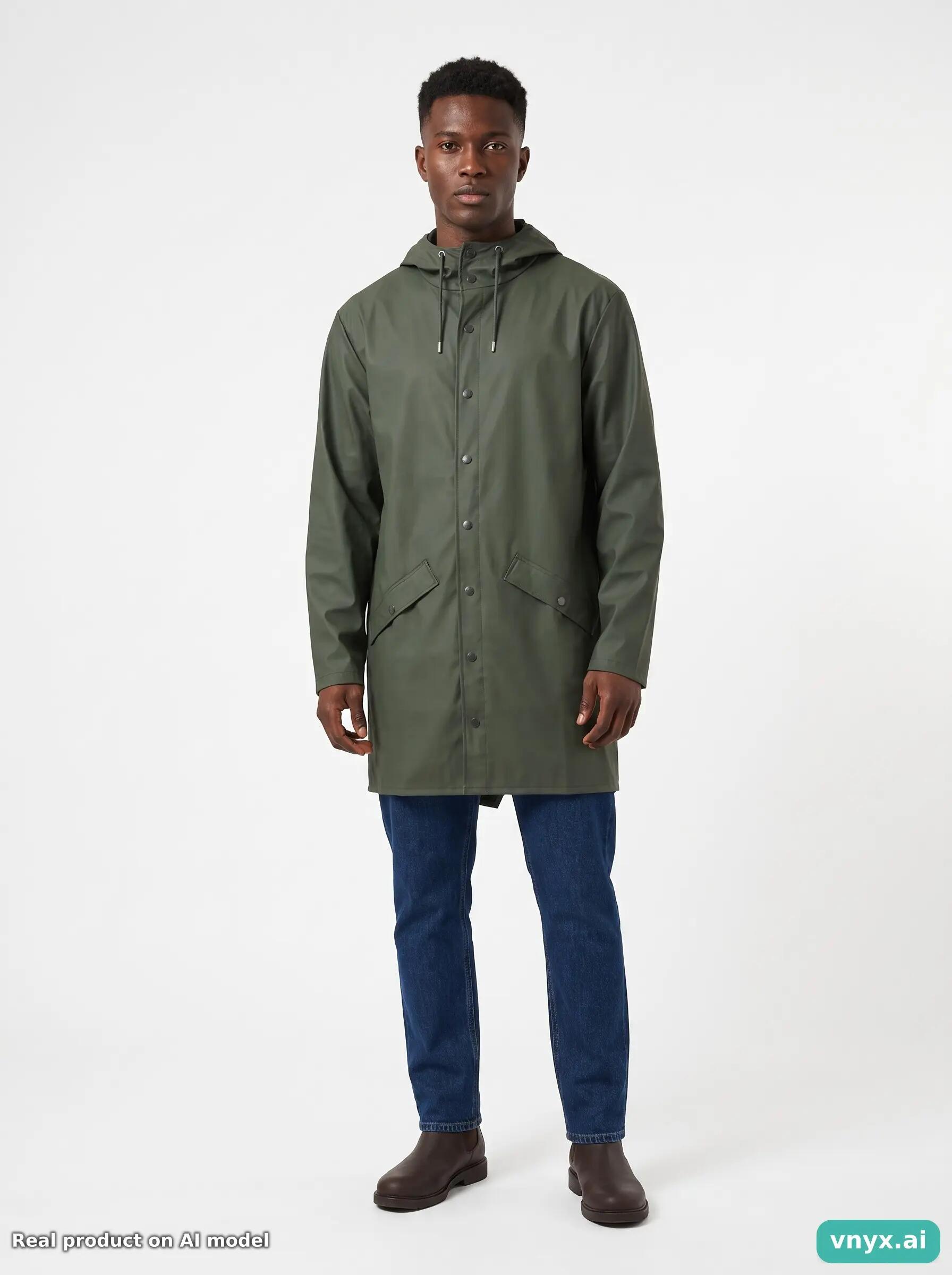 Second Life - Vintage RAINS Olive Long Coat Men M 3/5