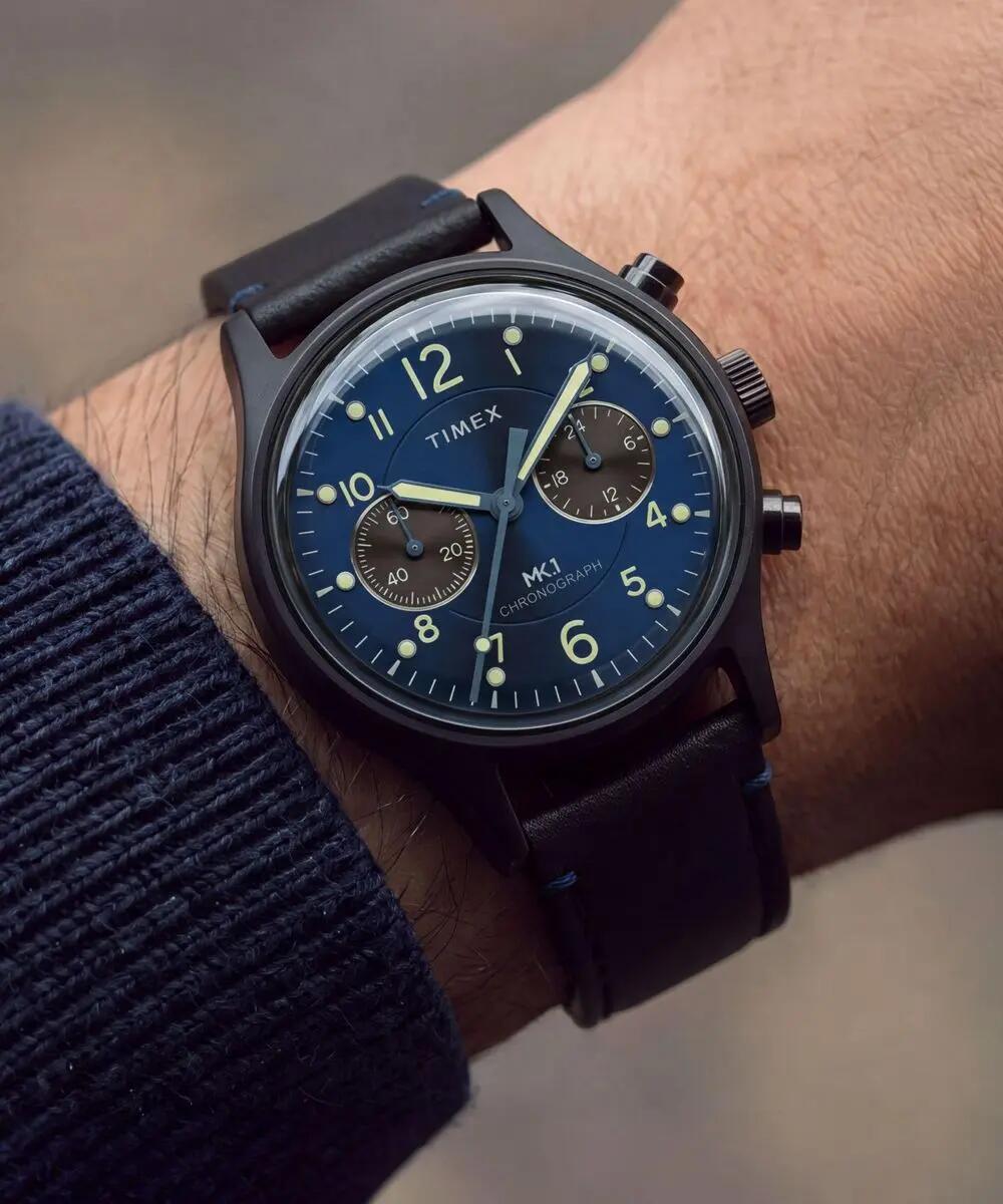 Timex Chronographe Montre Noir/Bleu TW2Y71300 6/6